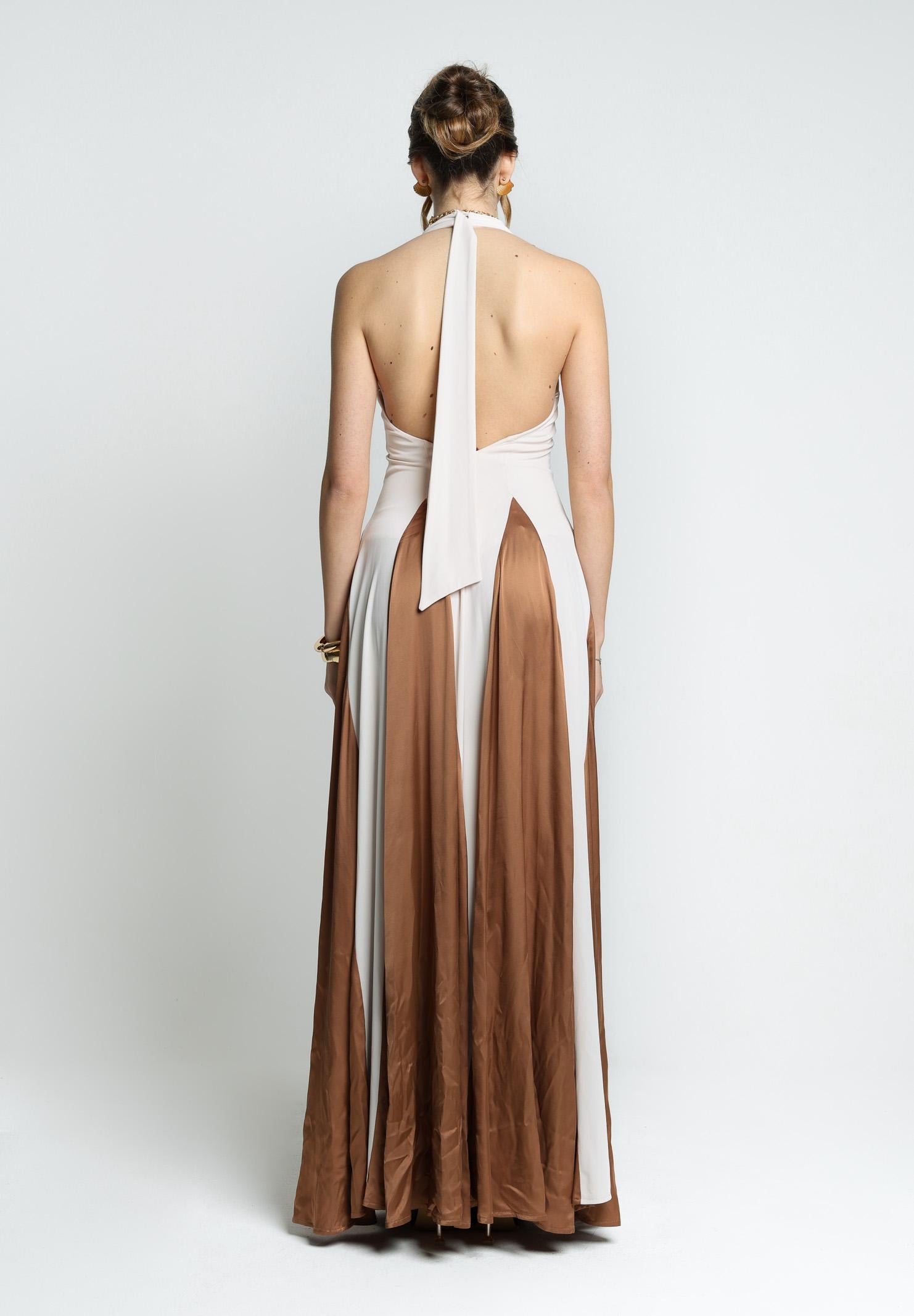 SANTAS Abito lungo MOUSSE panna da donna PV25022 CAMMELLO SANTAS