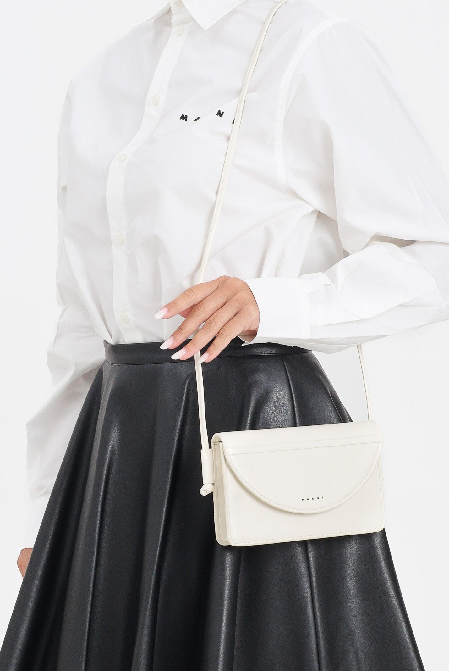 MARNI Borsa a tracolla panna da donna con logo M01256M00TK 0M221 MARNI