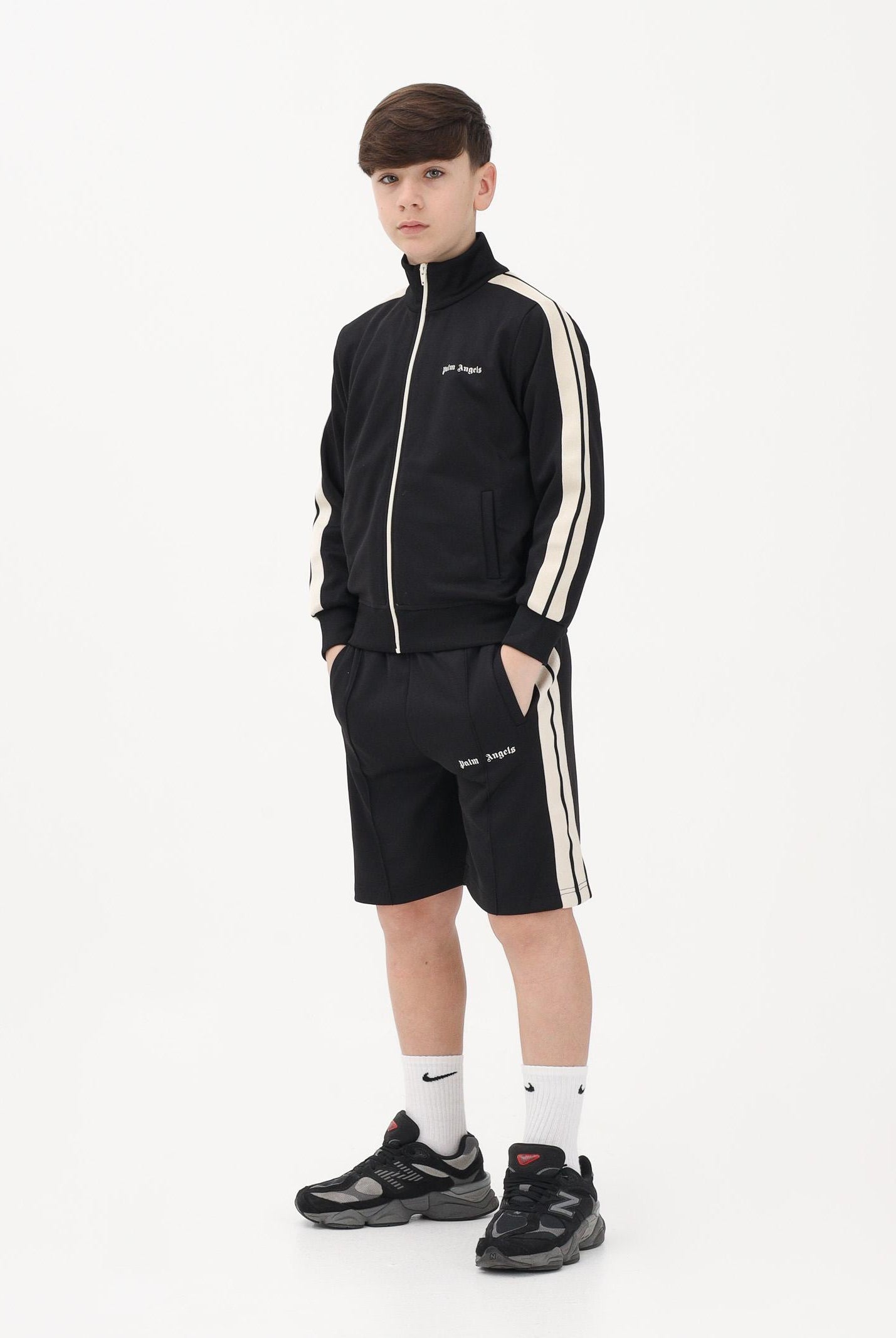 PALM ANGELS Shorts sportivo nero per donna, ragazzi e bambini con logo PBCL001S26FAB001 110 PALM ANGELS