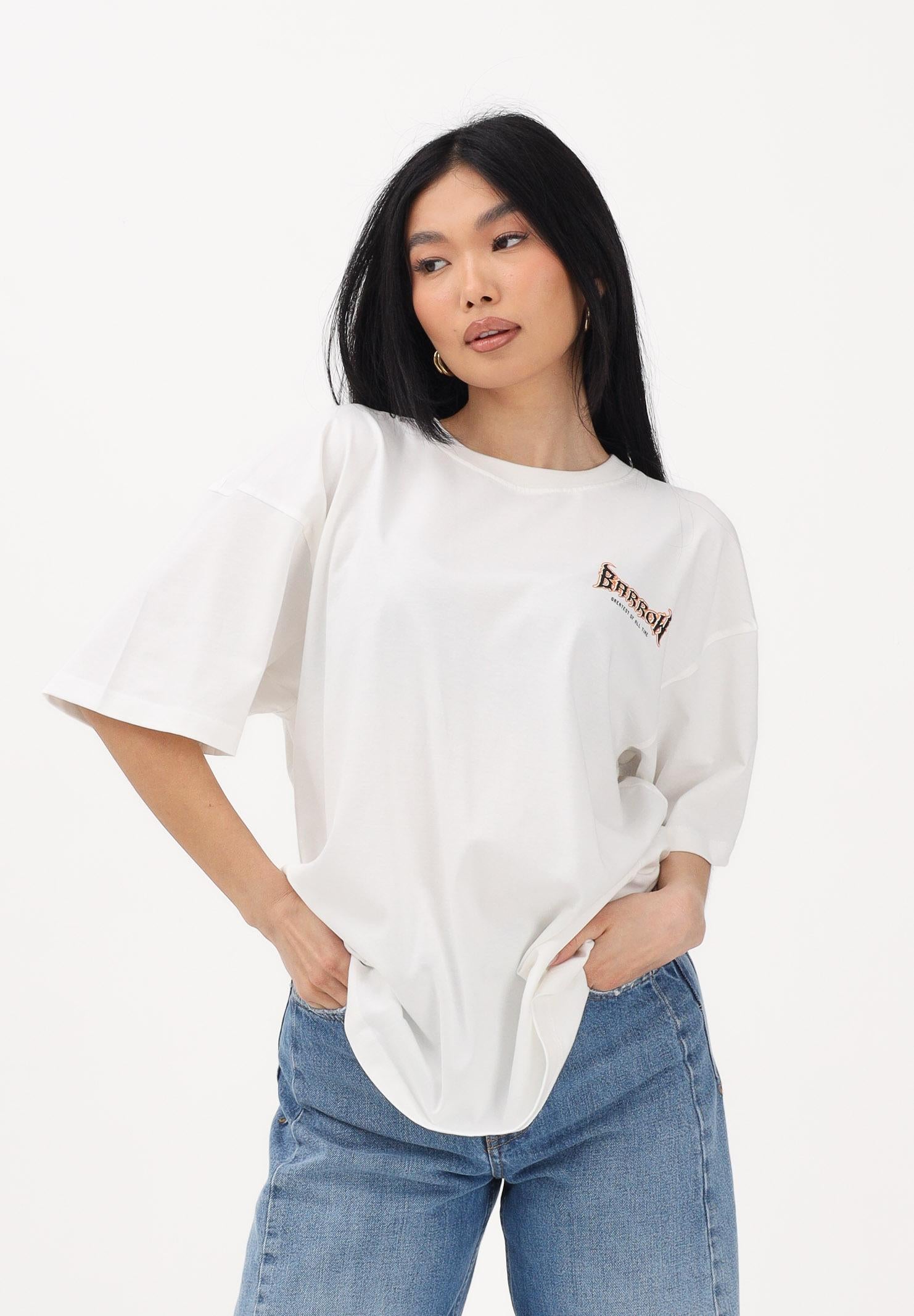 BARROW T-shirt a manica corta bianca per uomo e donna con ricamo sul retro S6BWUATH097 412 BARROW