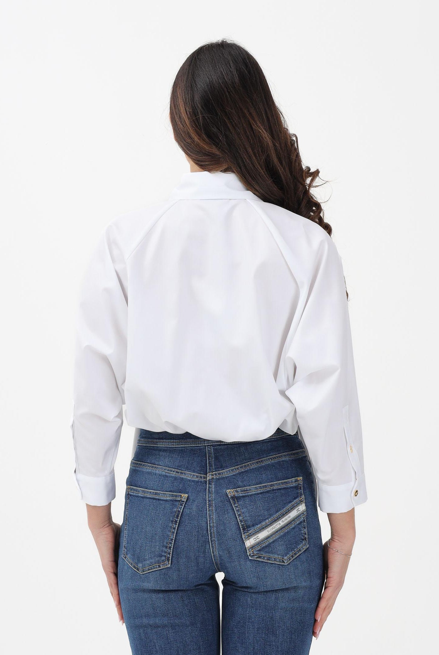 ELISABETTA FRANCHI Camicia bianca da donna con stampa logo CA15561E2 221 ELISABETTA FRANCHI