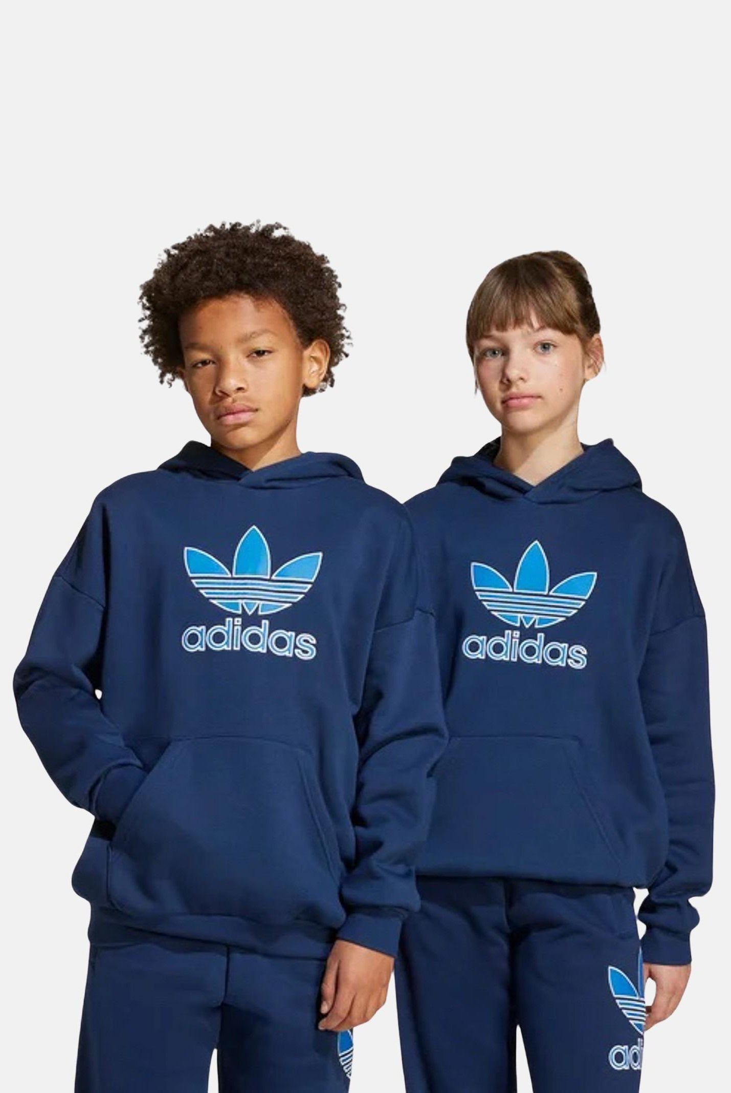 ADIDAS ORIGINALS Felpa con cappuccio Trefoil blu per bambino e bambina JV8651 ADIDAS ORIGINALS
