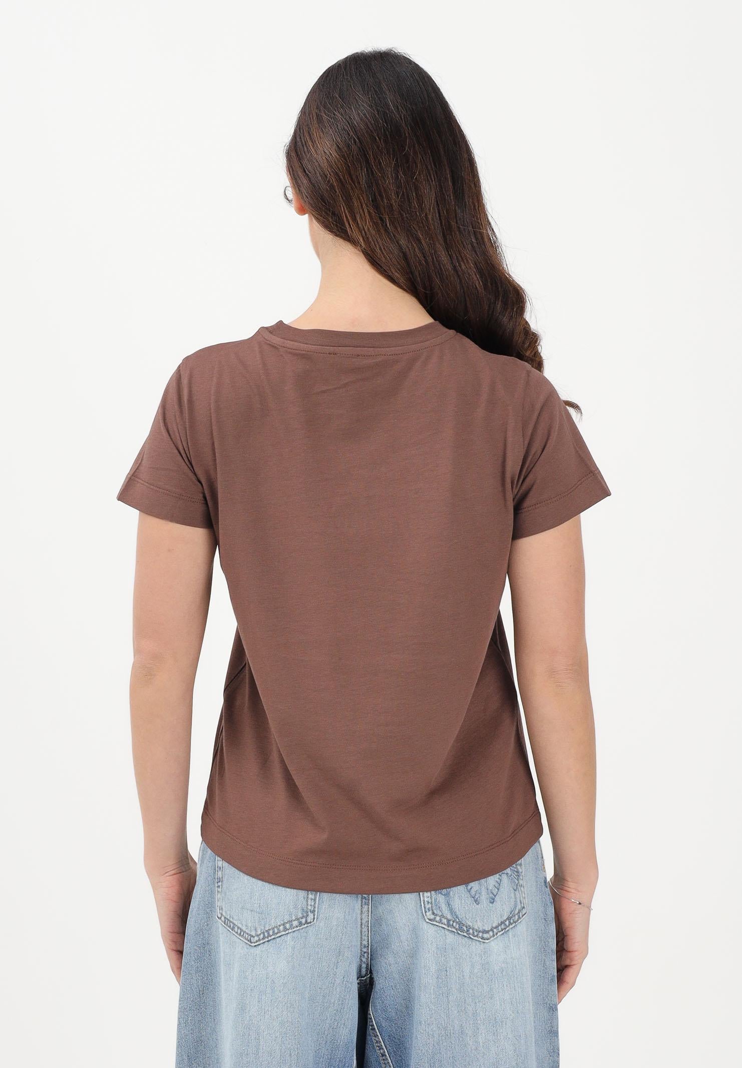 PINKO T-shirt a manica corta marrone da donna con logo 100373A34F L78 PINKO