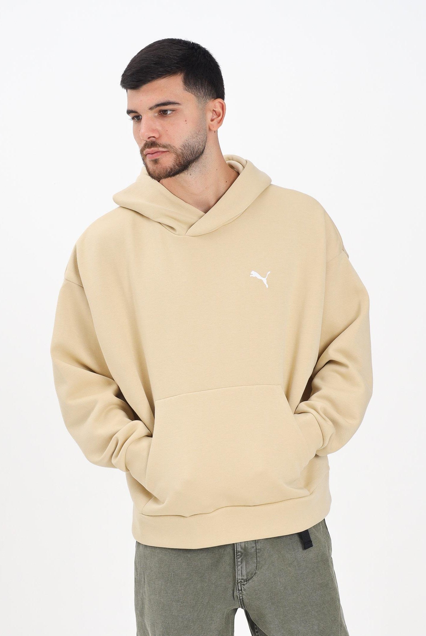 PUMA Felpa con cappuccio WARDROBE ESS beige da uomo 632065 83 PUMA