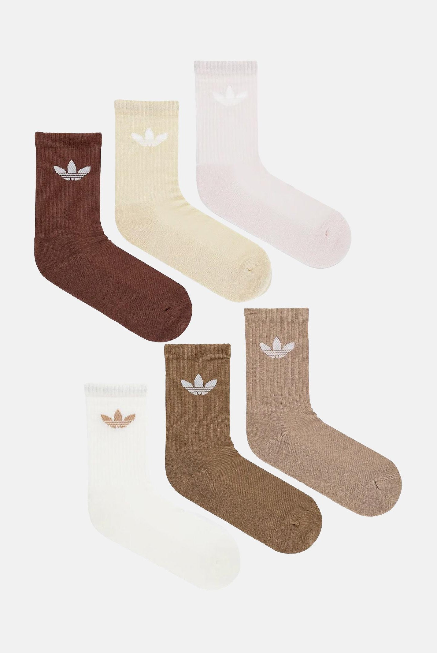 ADIDAS ORIGINALS Calzini Trefoil Cushion Crew (6 paia) nei toni terra per uomo e donna JY2678 . ADIDAS ORIGINALS