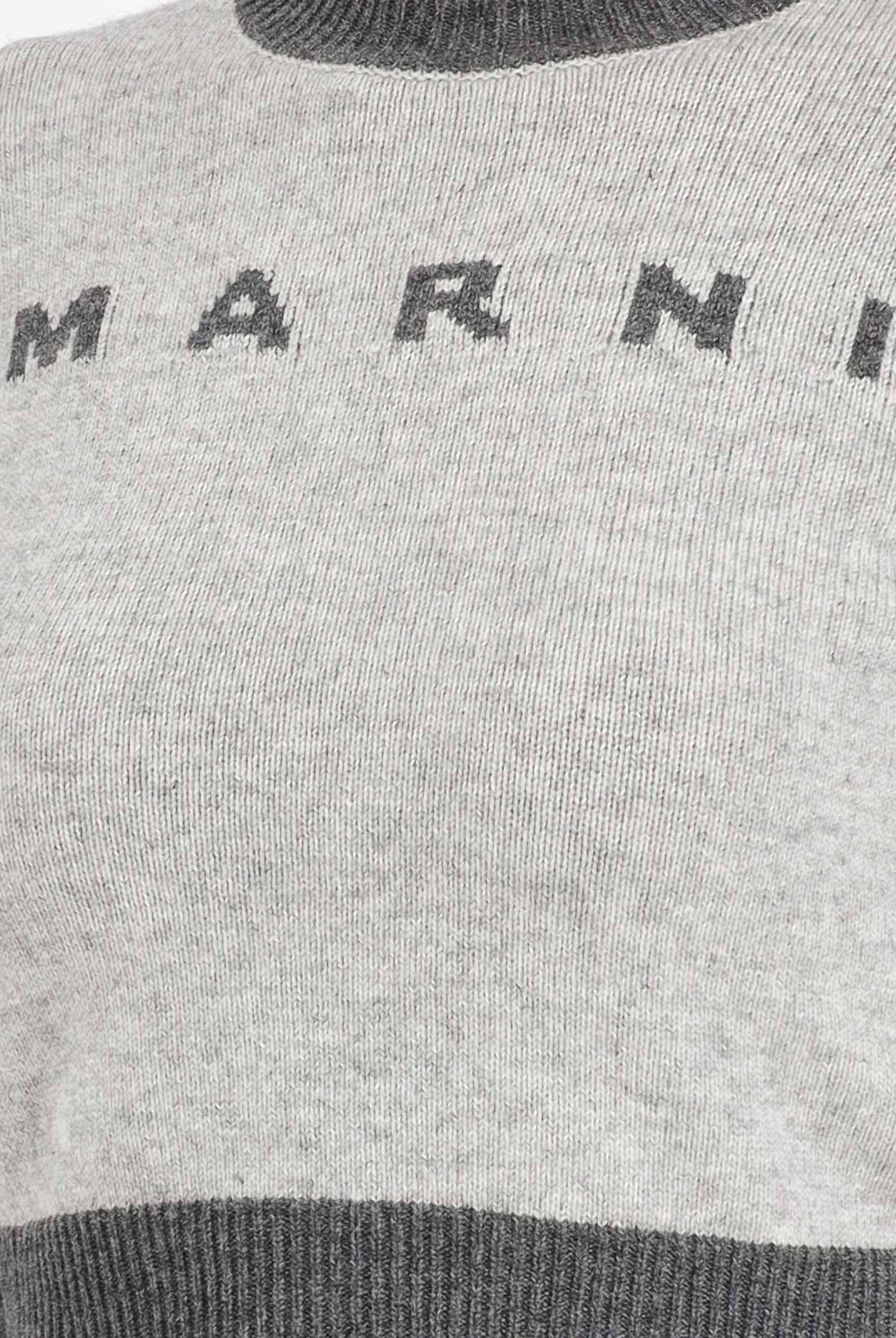 MARNI Maglioncino girocollo grigio per donna e bambina con logo M00993M00ML 0M923 MARNI