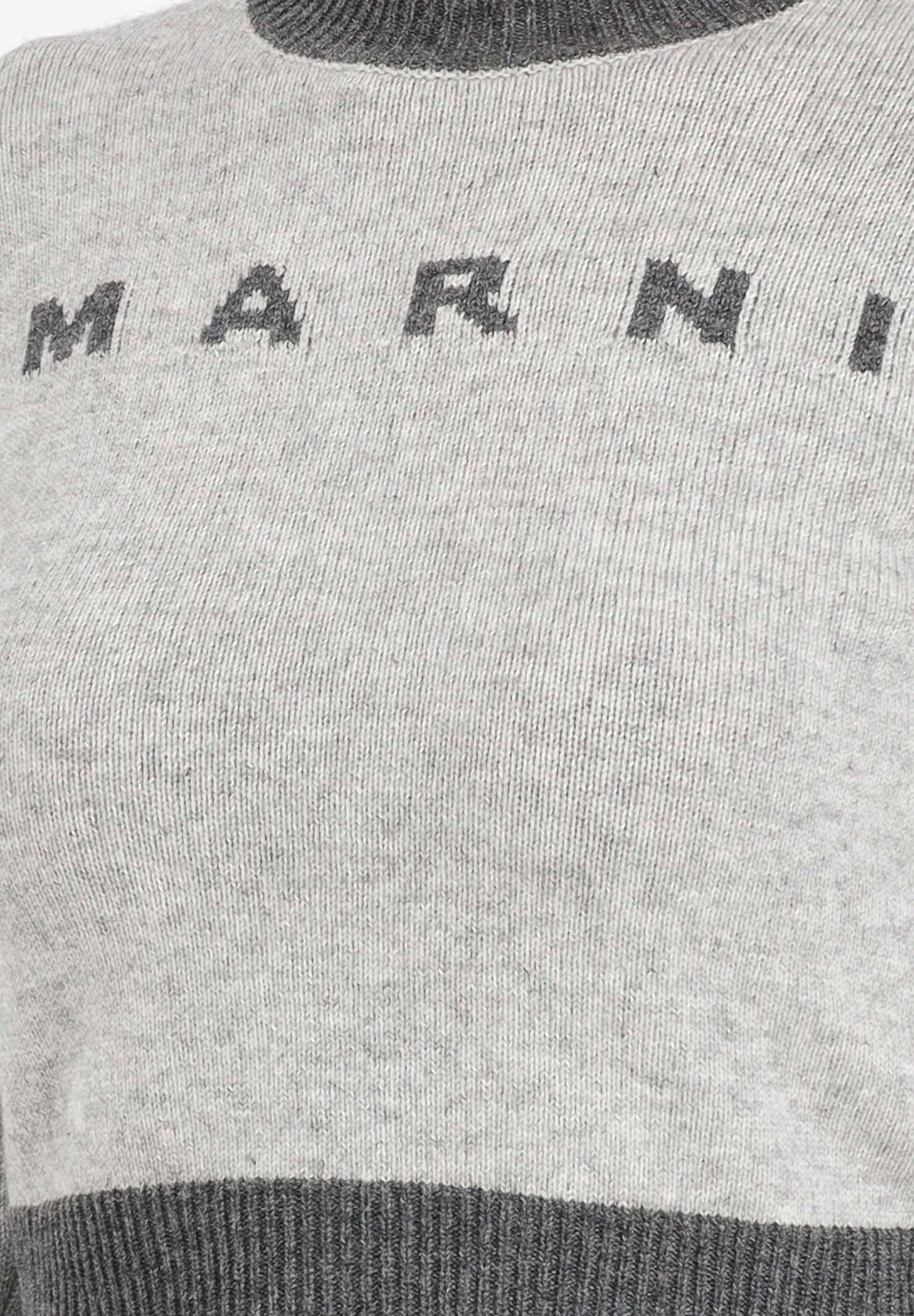 MARNI Maglioncino girocollo grigio per donna e bambina con logo M00993M00ML 0M923 MARNI