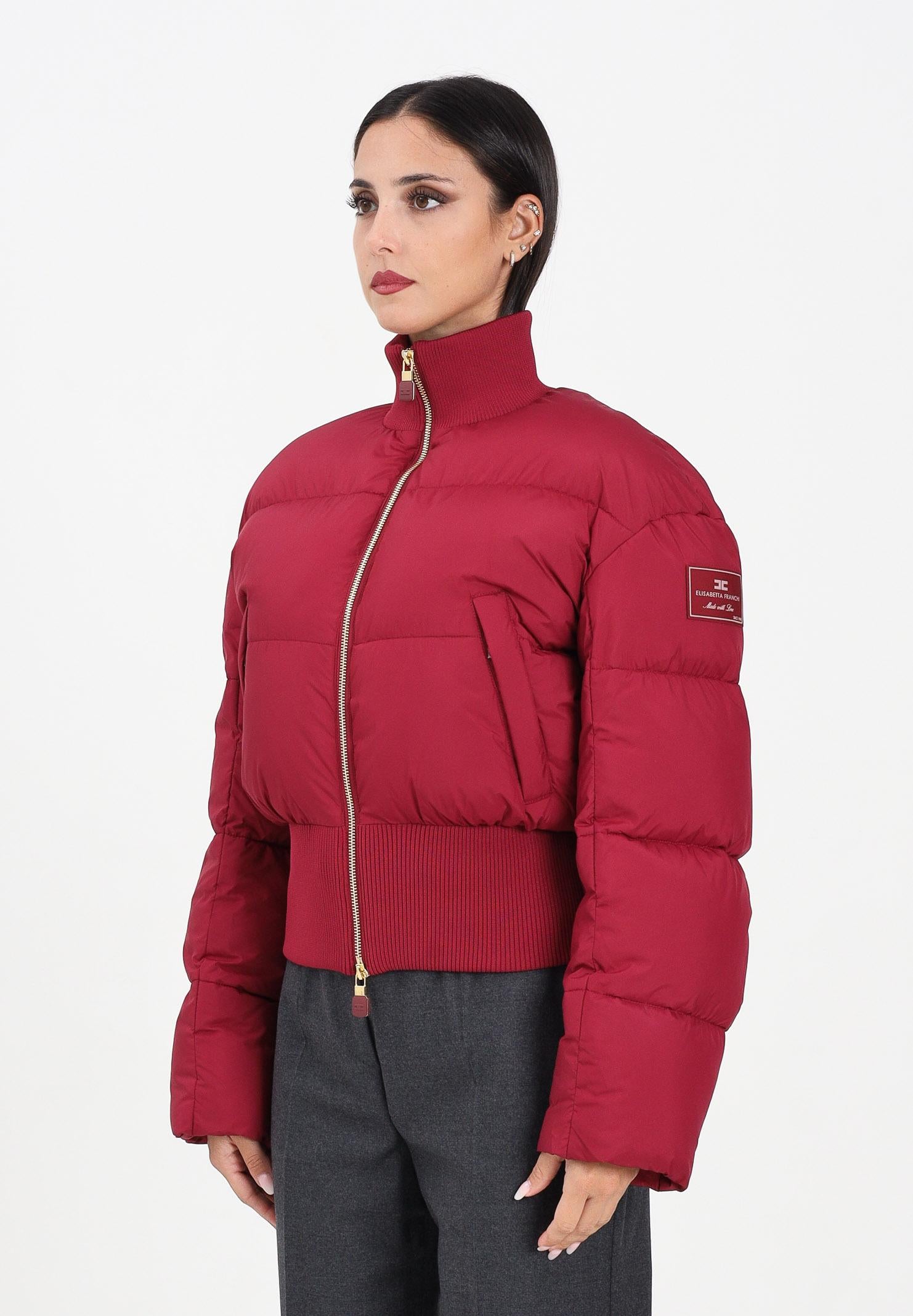 ELISABETTA FRANCHI Bomber ciliegia da donna con patch logo PI85D56E2 EA5 ELISABETTA FRANCHI