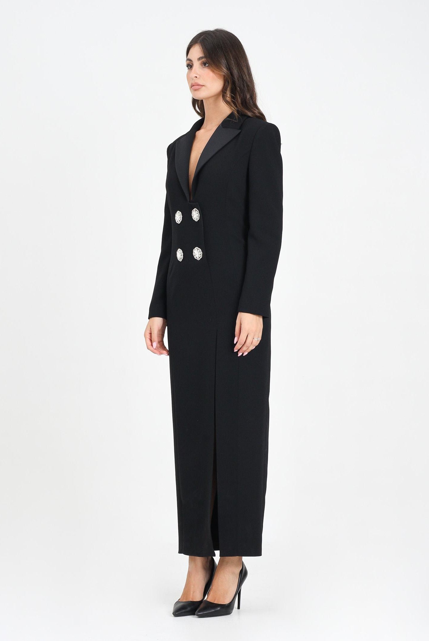 SIMONA CORSELLINI Abito lungo nero da donna ispirato al classico blazer A25CEAB10701-C00161 V0003 SIMONA CORSELLINI