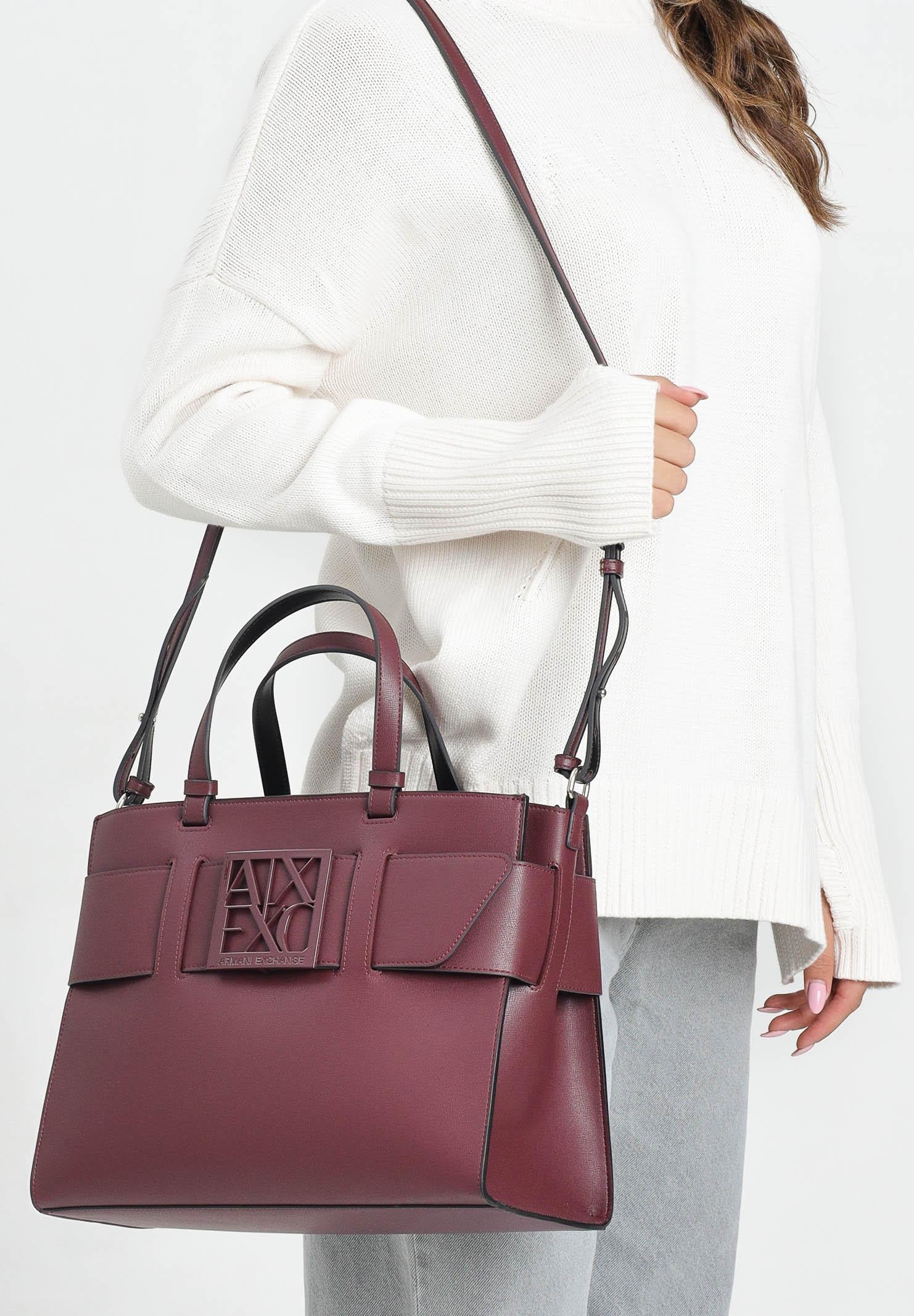 ARMANI EXCHANGE Shopper bordeaux da donna con logo 9426890A874 UA343 ARMANI EXCHANGE