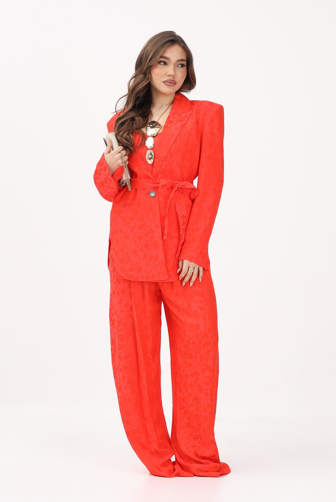 PINKO Pantalone arancione da donna in jacquard floreale 106802A3AN A99 PINKO
