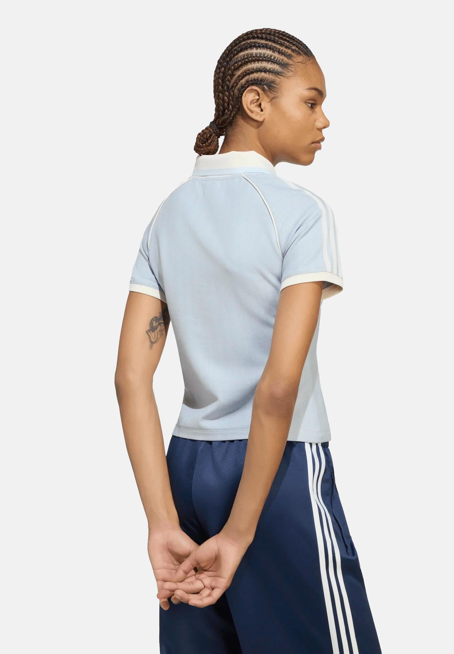 ADIDAS ORIGINALS Polo a manica corta TWEED azzurra da donna KX1872 . ADIDAS ORIGINALS