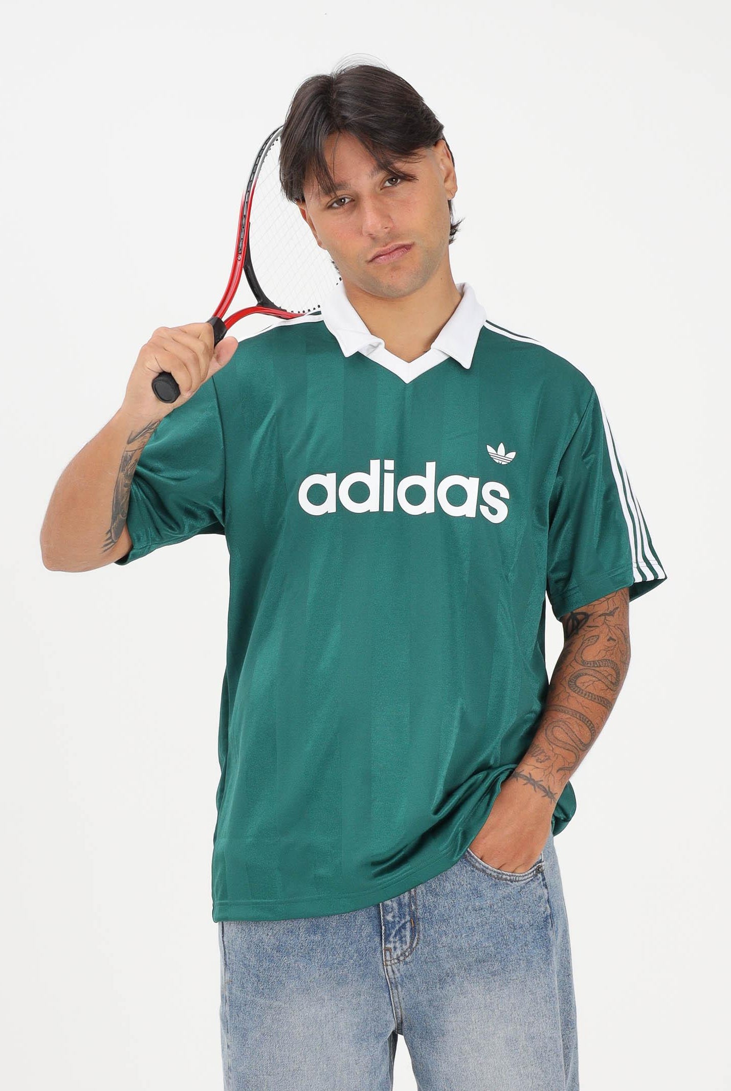 ADIDAS ORIGINALS Polo a manica corta Archive Collar Engineered Jersey verde per uomo e donna KE3582 . ADIDAS ORIGINALS