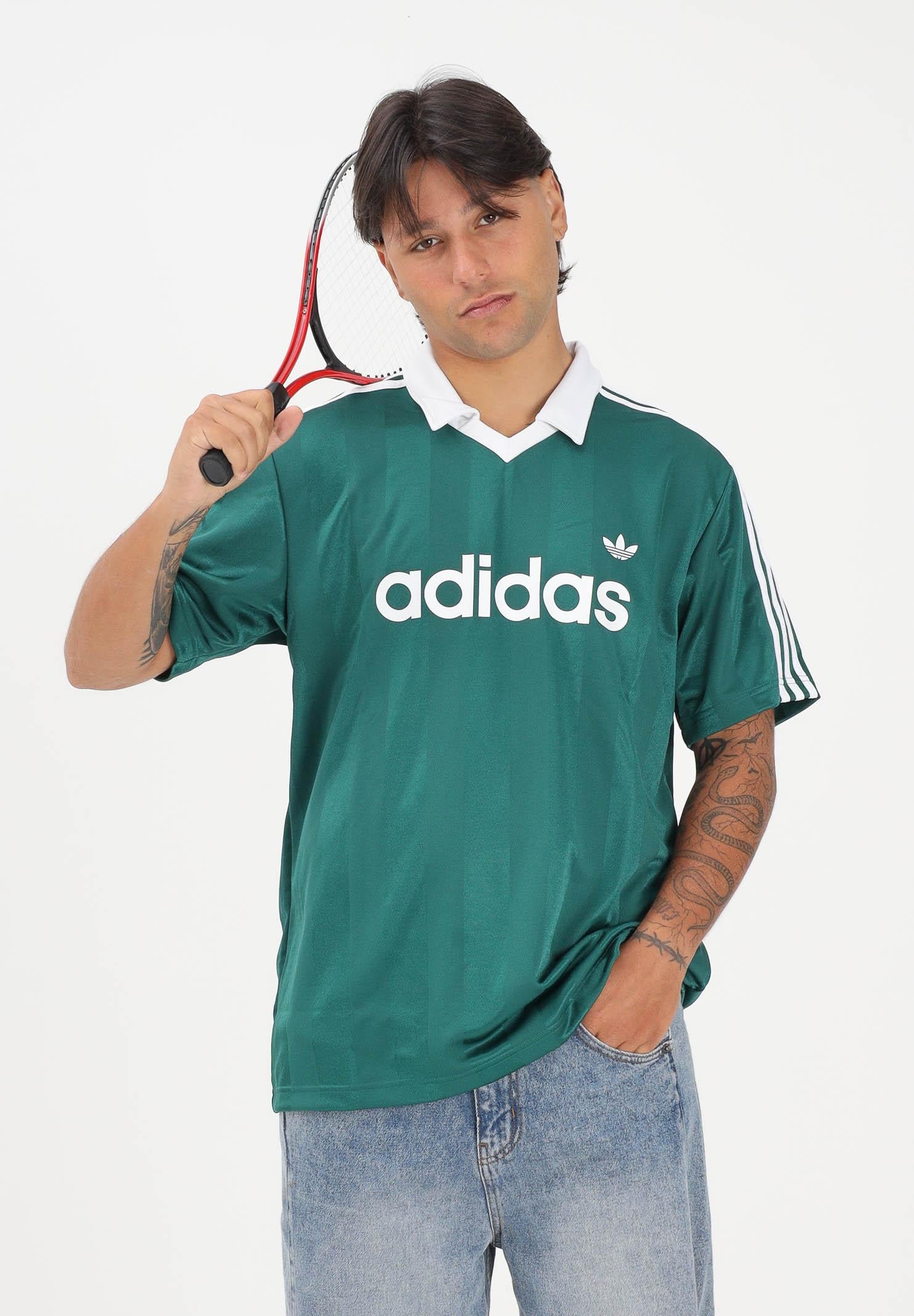 ADIDAS ORIGINALS Polo a manica corta Archive Collar Engineered Jersey verde per uomo e donna KE3582 . ADIDAS ORIGINALS