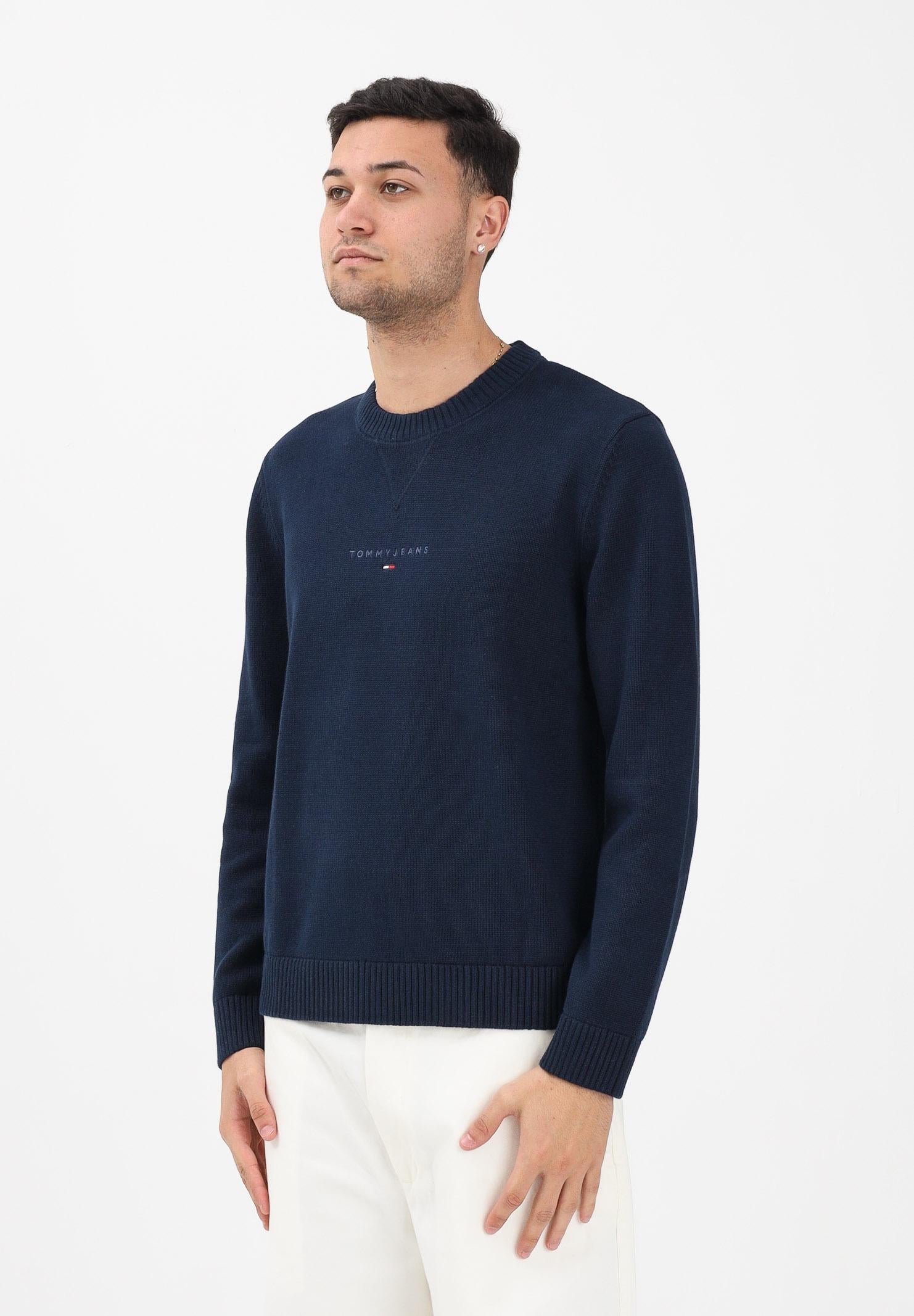 TOMMY JEANS Maglioncino girocollo blu da uomo con logo DM0DM22352 C1G TOMMY JEANS