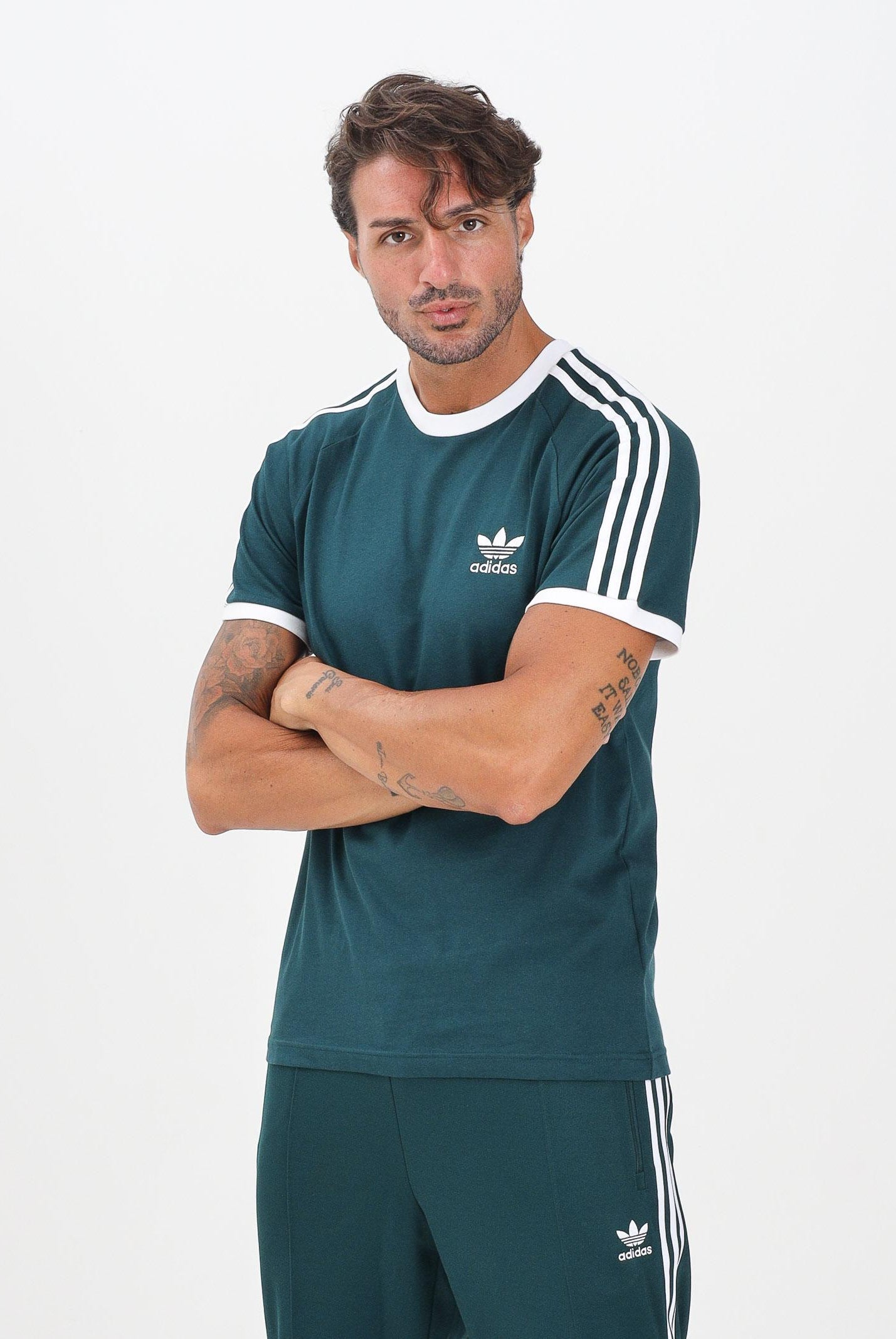 ADIDAS ORIGINALS T-shirt a manica corta Adicolor Classics 3-Stripes verde da uomo JY1374 . ADIDAS ORIGINALS