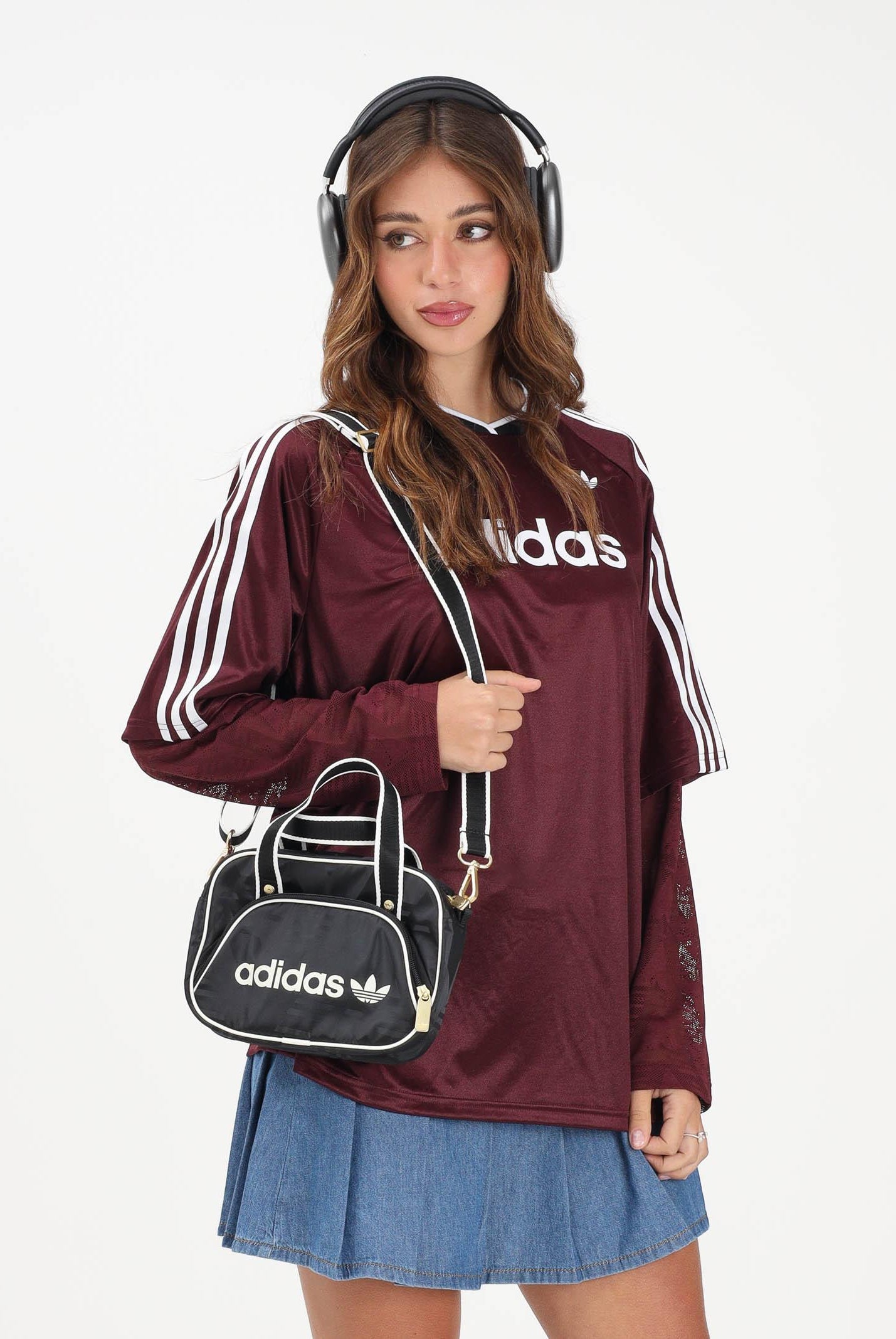 ADIDAS ORIGINALS T-shirt a manica lunga LACE bordeaux da donna KC6432 . ADIDAS ORIGINALS