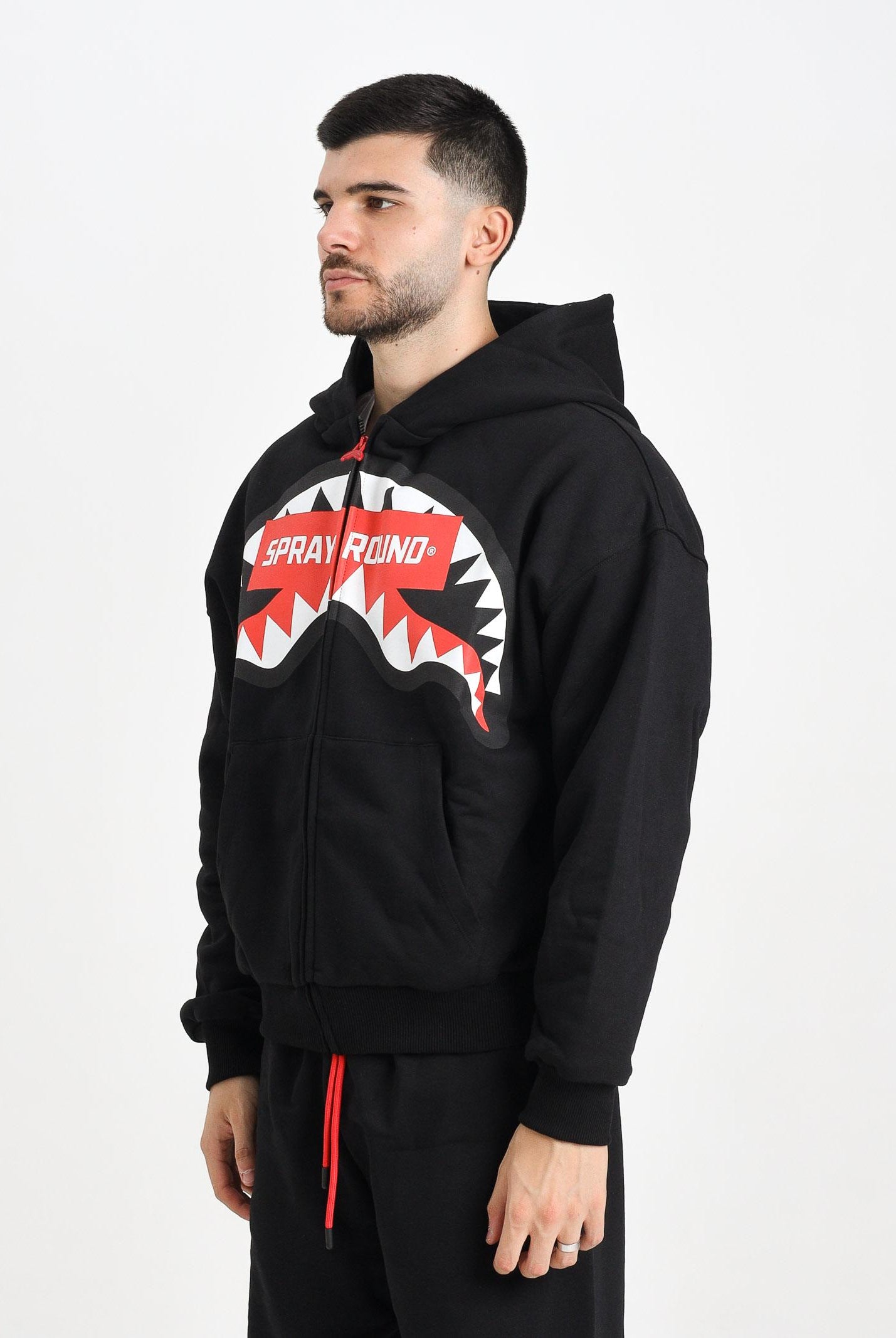 SPRAYGROUND Felpa con zip Smash Logo Perfect nera da uomo SP785GBLK . SPRAYGROUND