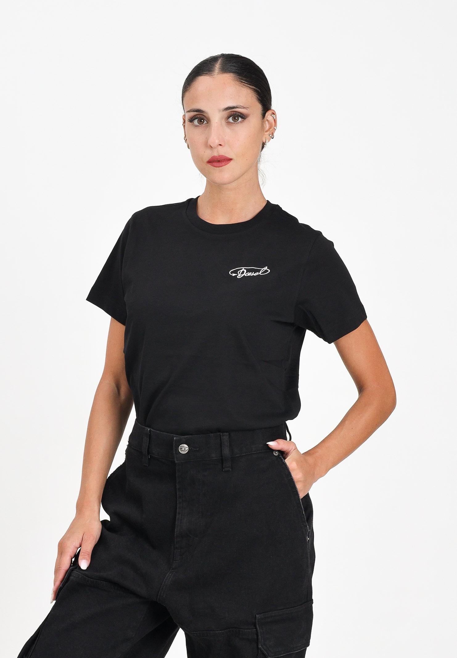 DIESEL T-shirt a manica corta nera per donna, ragazzi e bambini con logo Diesel J025260CATM K900 DIESEL