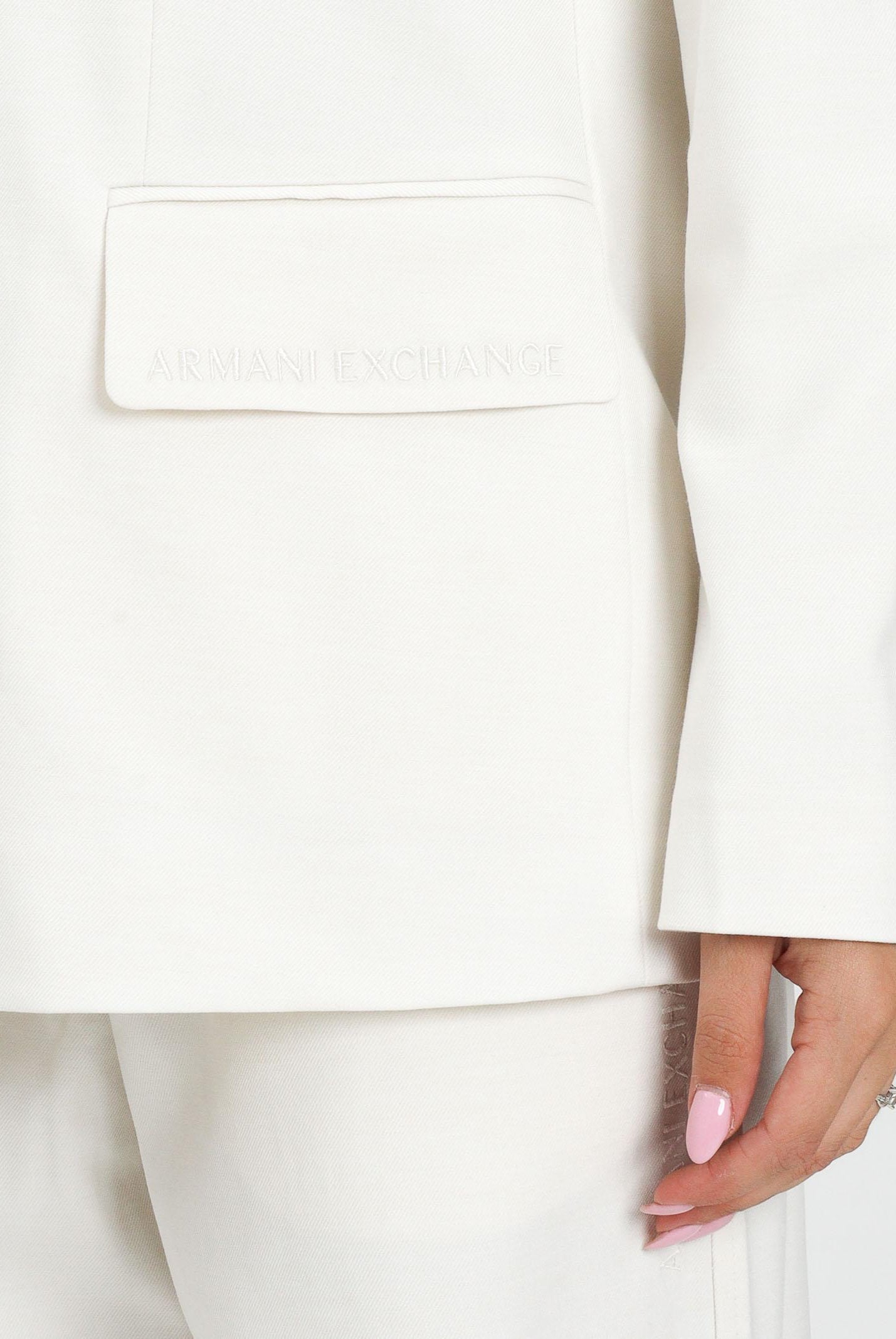 ARMANI EXCHANGE Giacca monopetto panna da donna con ricamo logo XW000659AF16142 U1003 ARMANI EXCHANGE