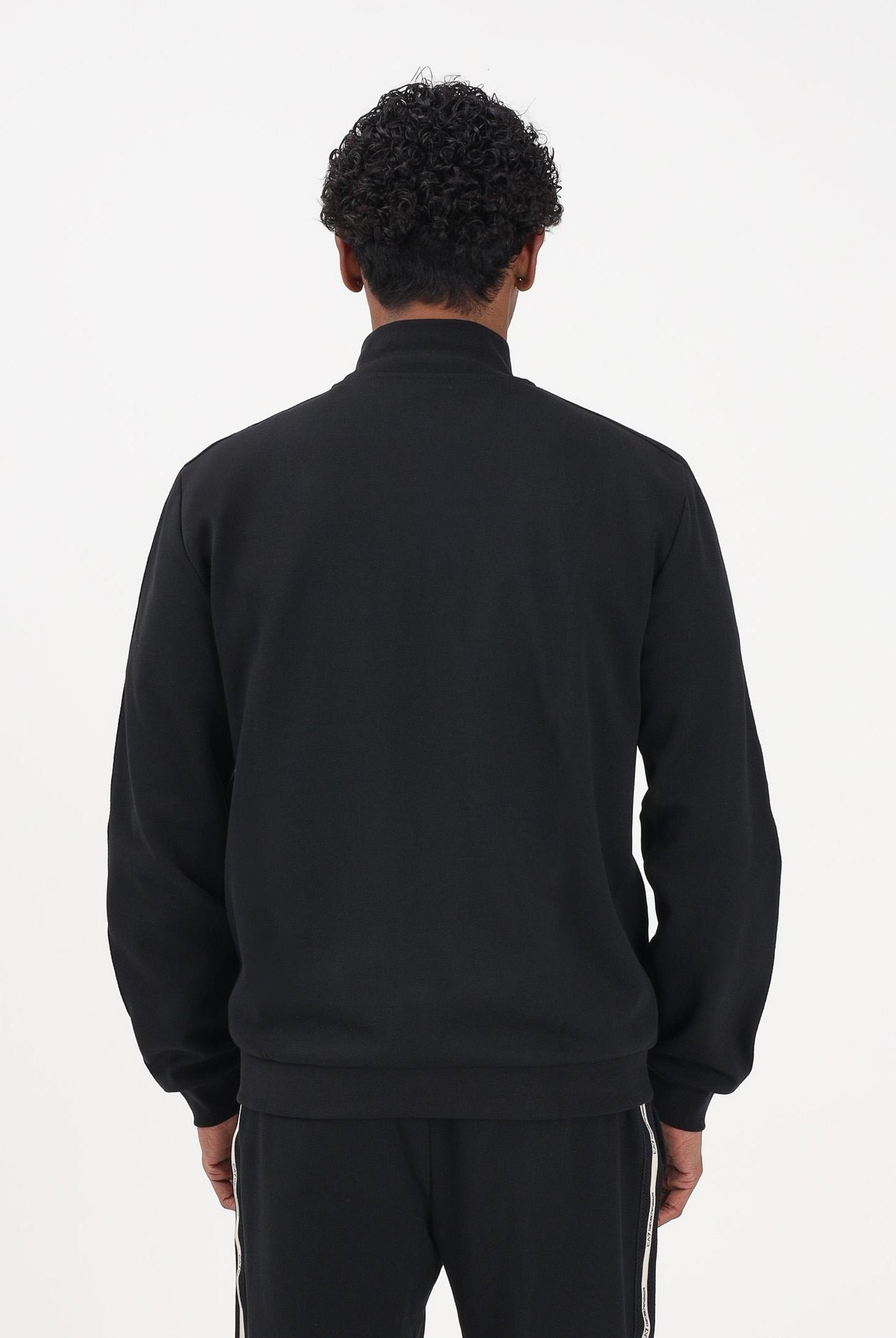 EA7 Felpa con zip nera da uomo caratterizzata da bande logate a contrasto 7M001479AF12660 UC001 EA7