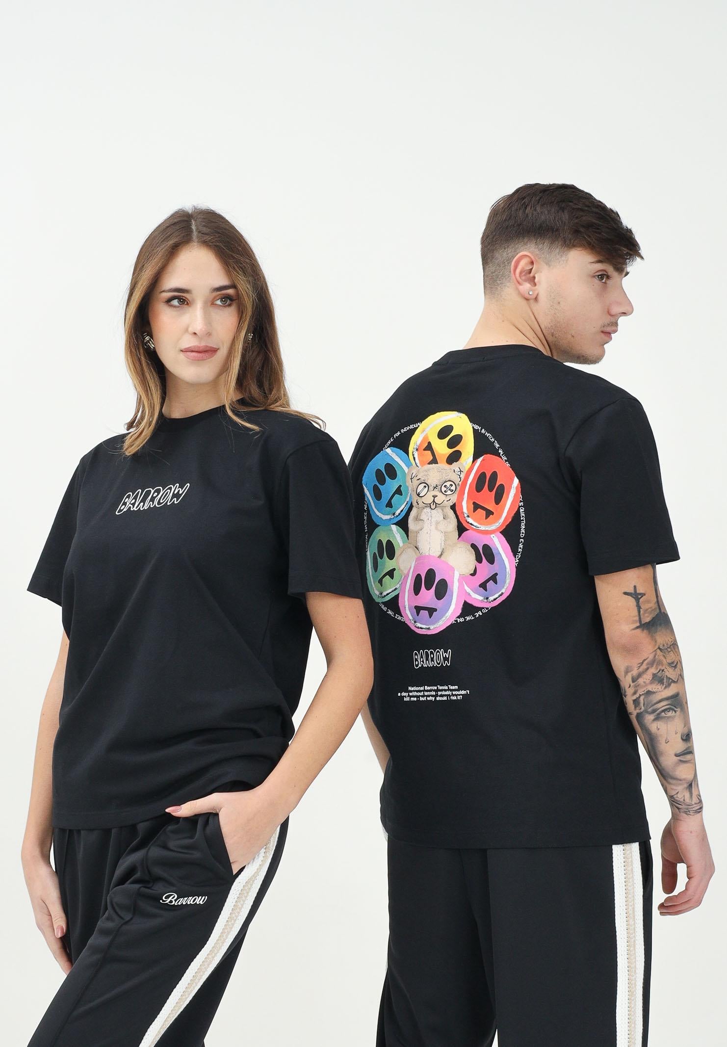 BARROW T-shirt a manica corta nera per uomo e donna con stampa S5BWUATH053 110 BARROW