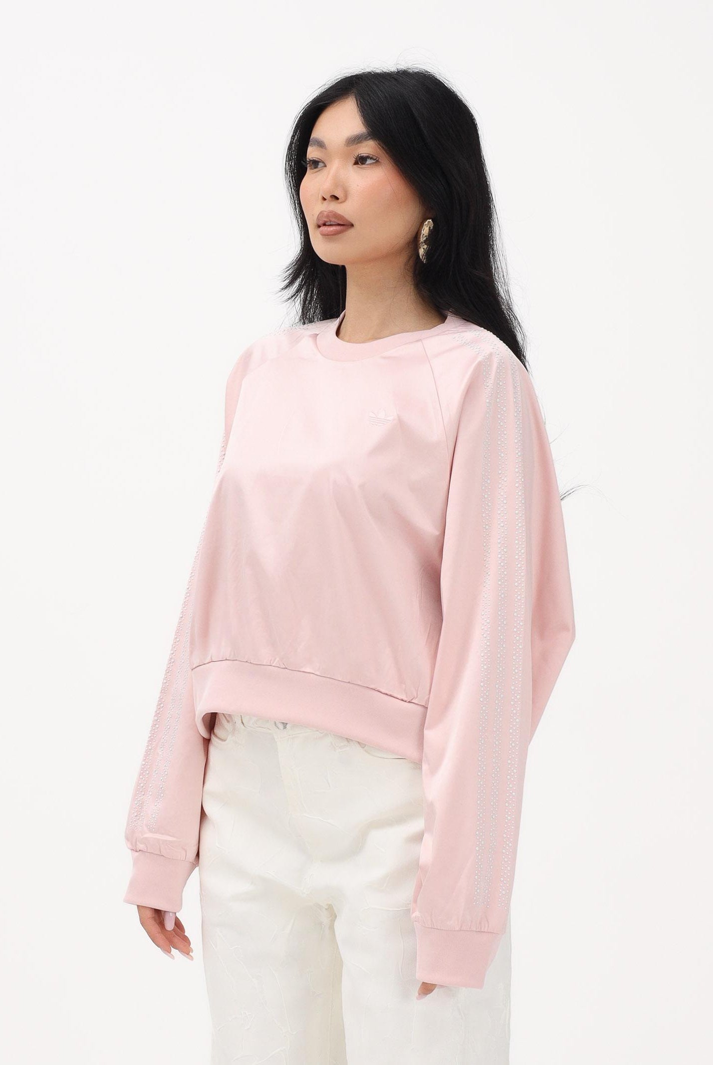ADIDAS ORIGINALS Felpa girocollo PEARL JACQUARD rosa da donna KE3354 . ADIDAS ORIGINALS