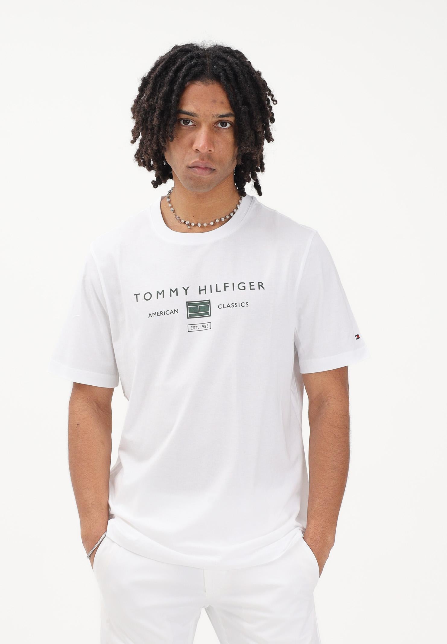 TOMMY HILFIGER T-shirt a manica corta bianca da uomo con stampa MW0MW42365 YBR TOMMY HILFIGER