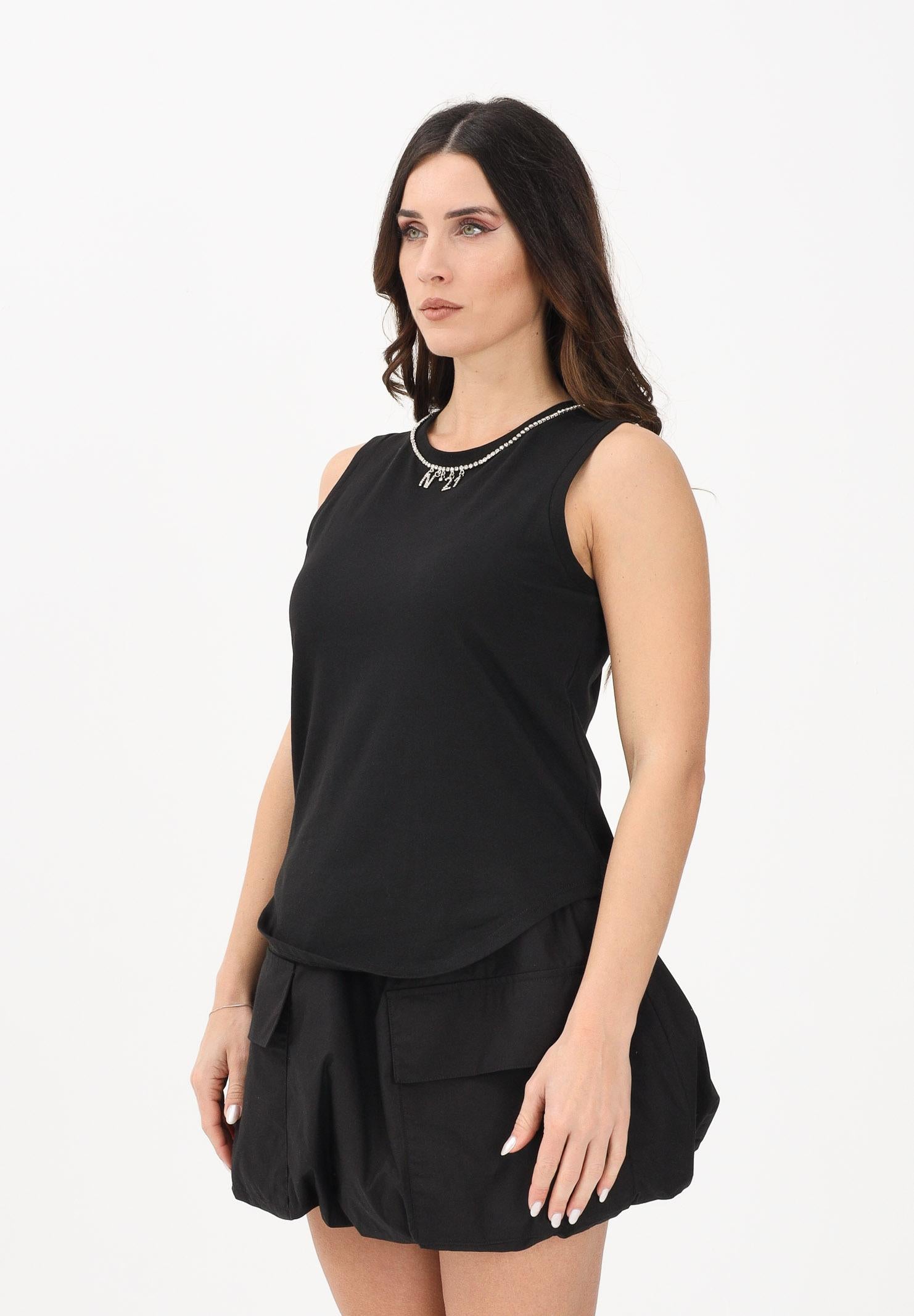 N21 Canotta nera per donna, ragazze e bambine con dettagli gioiello N210A5N0479 0N900 N21