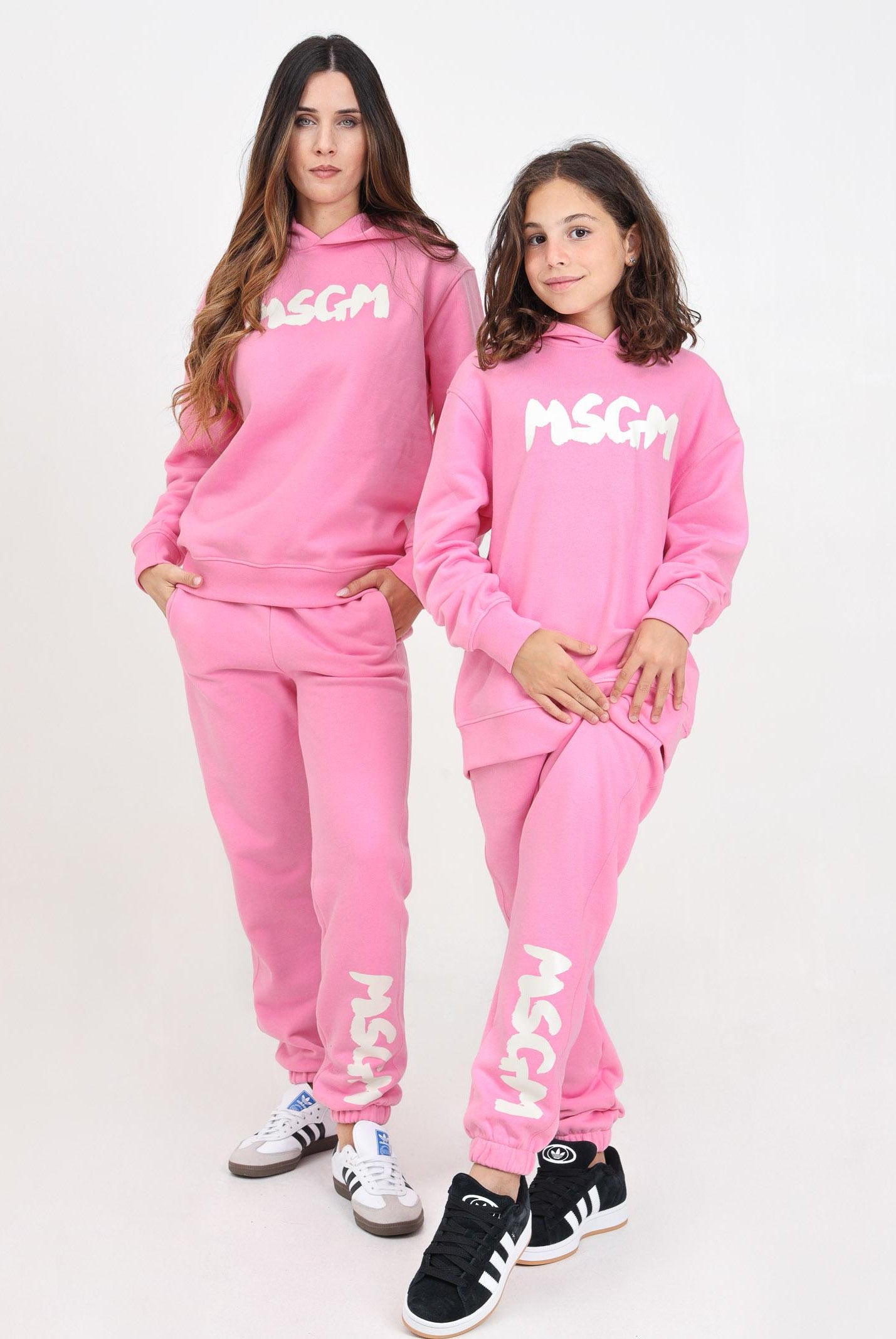 Pantalone sportivo rosa per donna e bambina rifinito da stampa logo F4MSJUFP063 042 MSGM