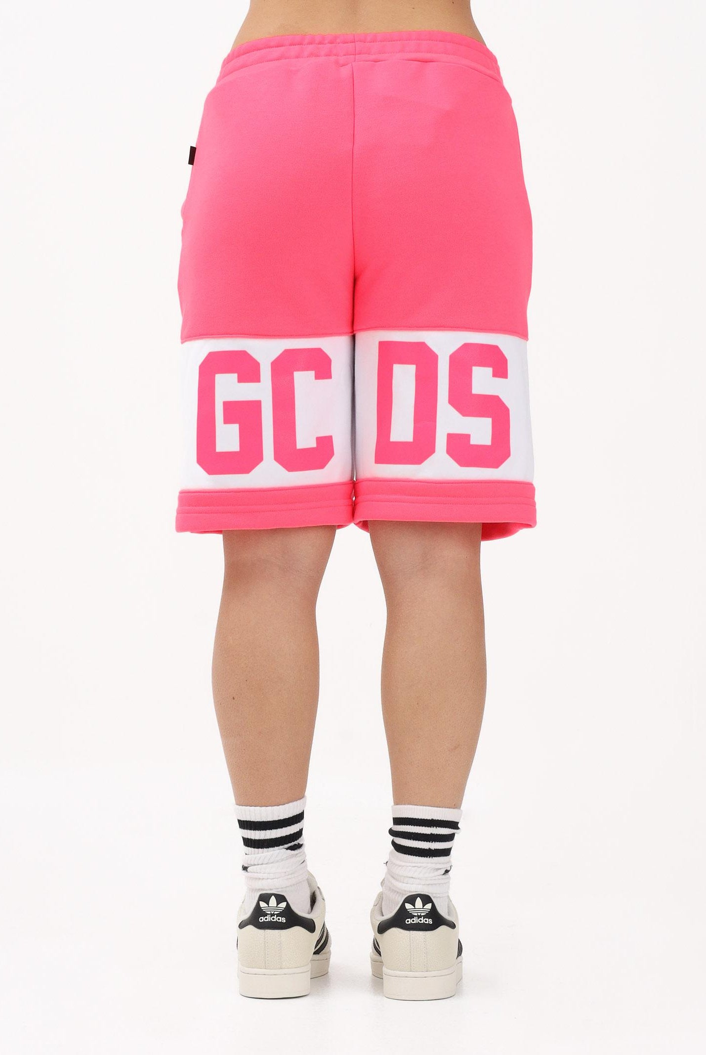 GCDS Shorts sportivo fucsia per donna, ragazze e bambine con stampa logo Z0UJQL589F004 566A GCDS