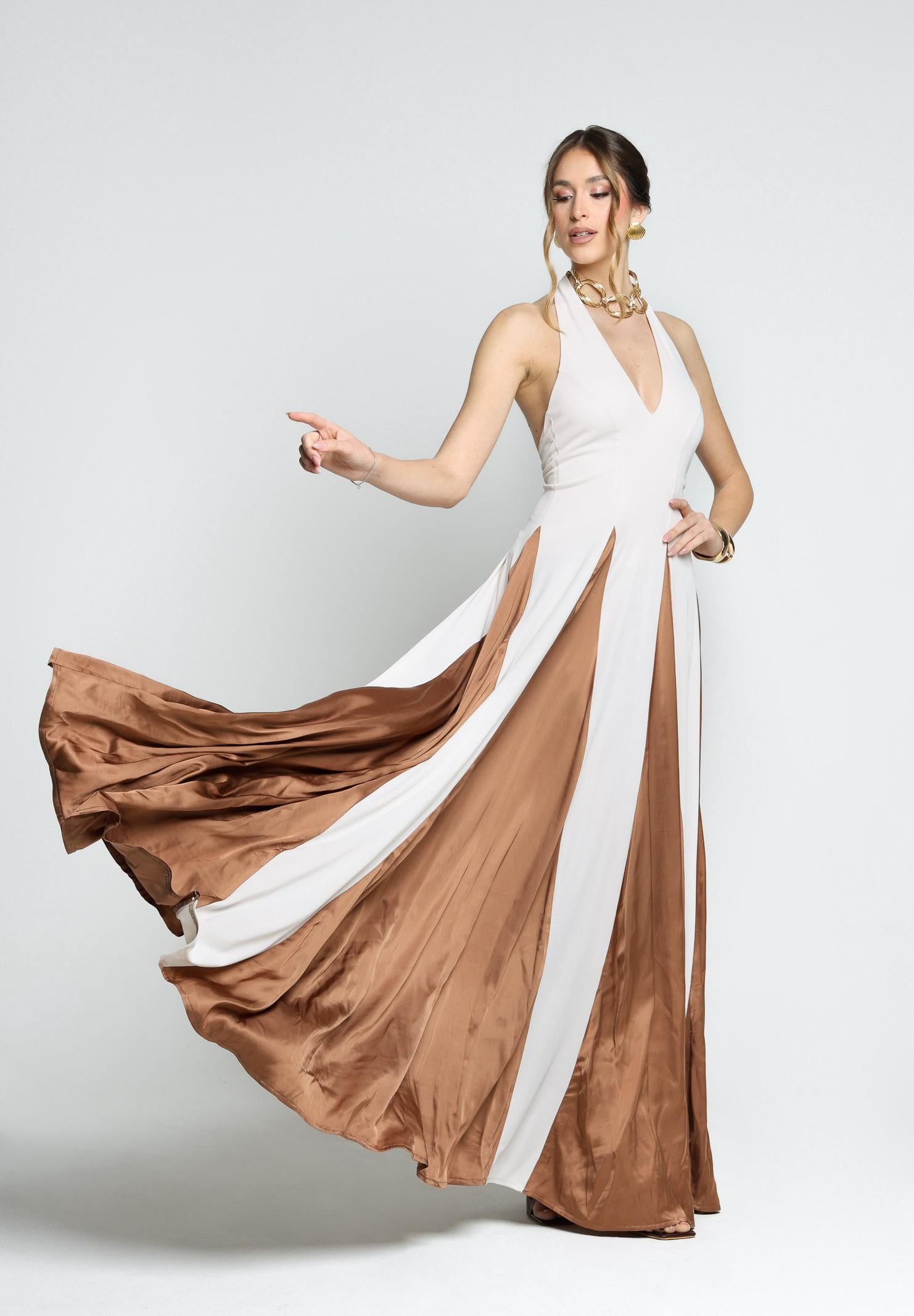 SANTAS Abito lungo MOUSSE panna da donna PV25022 CAMMELLO SANTAS