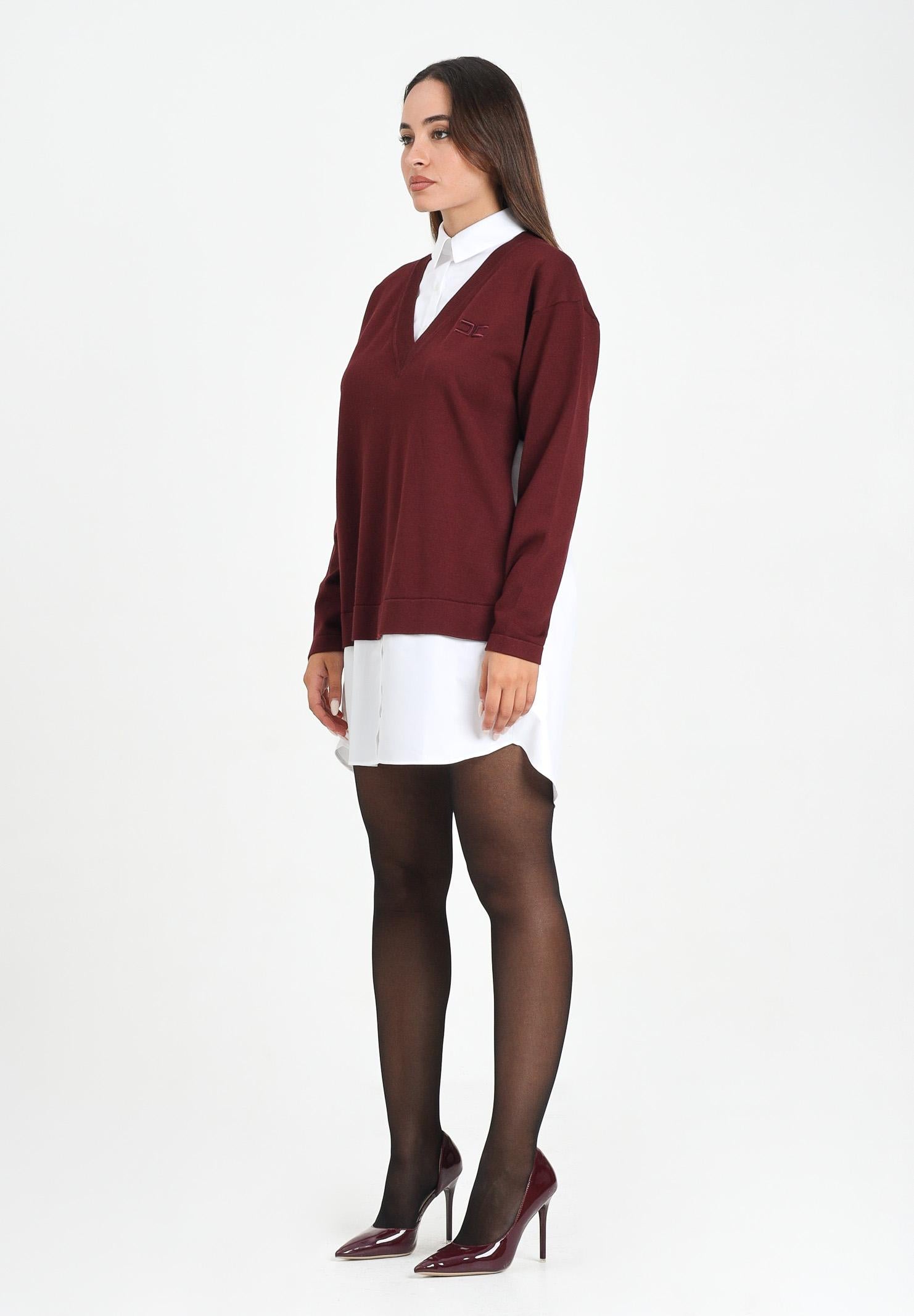 ELISABETTA FRANCHI Abito corto da donna composto da camicia bianca e maglia bordeaux AM09T56E2 CM4 ELISABETTA FRANCHI