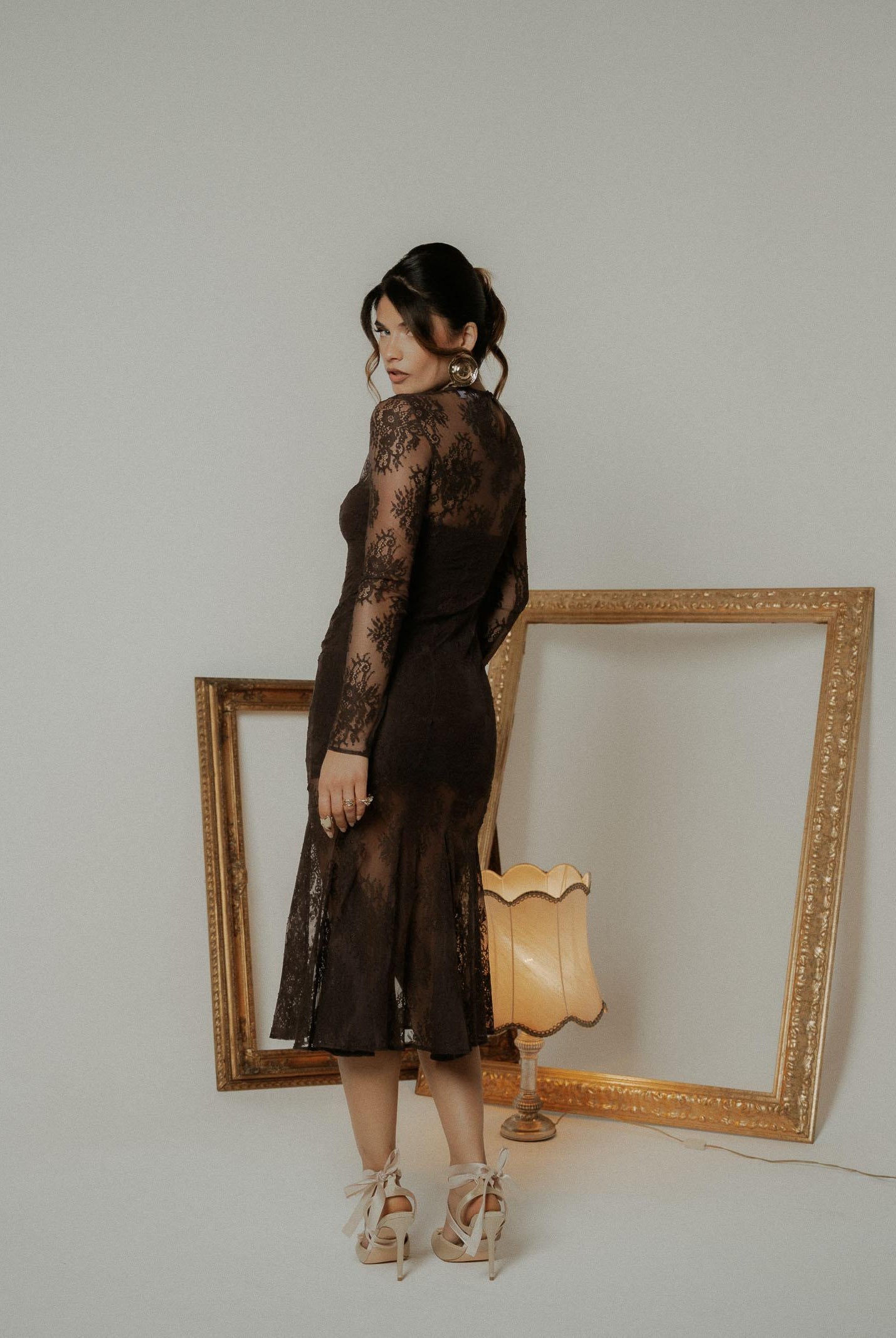 SANTAS Abito midi ÉTERNELLE marrone da donna PV2608 GR SANTAS