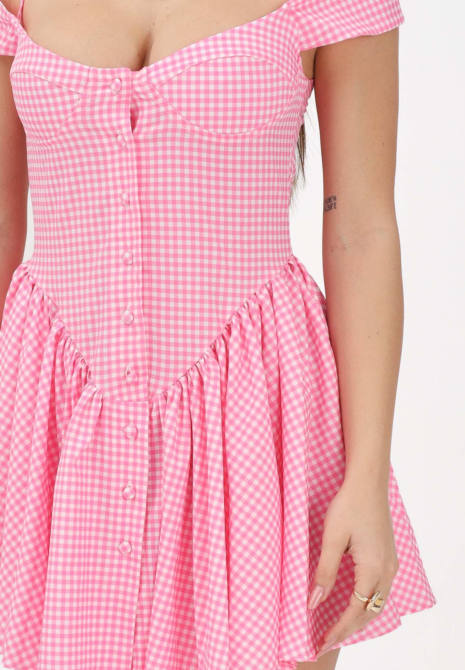 ME FUI Abito corto rosa da donna con motivo a quadri MF26-SW0326PK . ME FUI