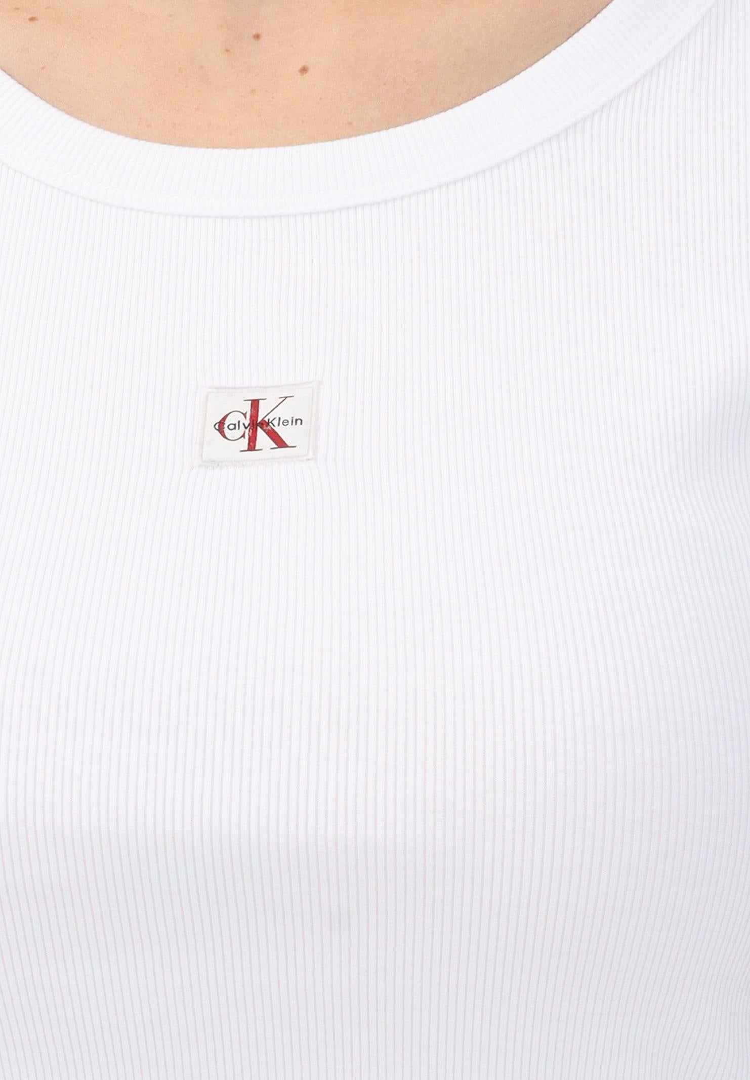 CALVIN KLEIN JEANS T-shirt a manica corta bianca da donna con logo LV047C200GYAA . CALVIN KLEIN JEANS