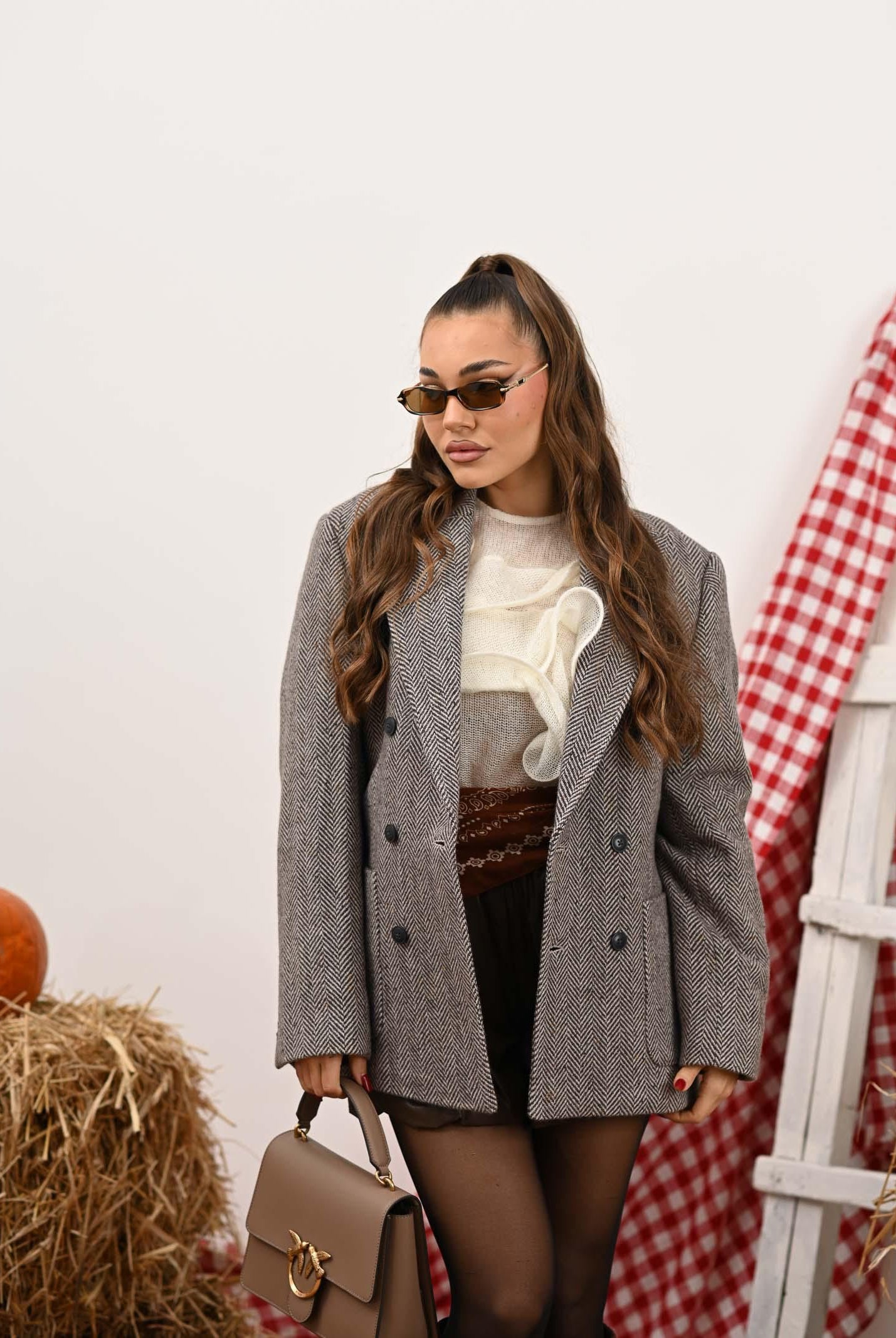 SELECTED HOMME Giacca da uomo realizzata con motivo spigato nei toni del marrone e del beige 16098742 BrownRice SELECTED HOMME