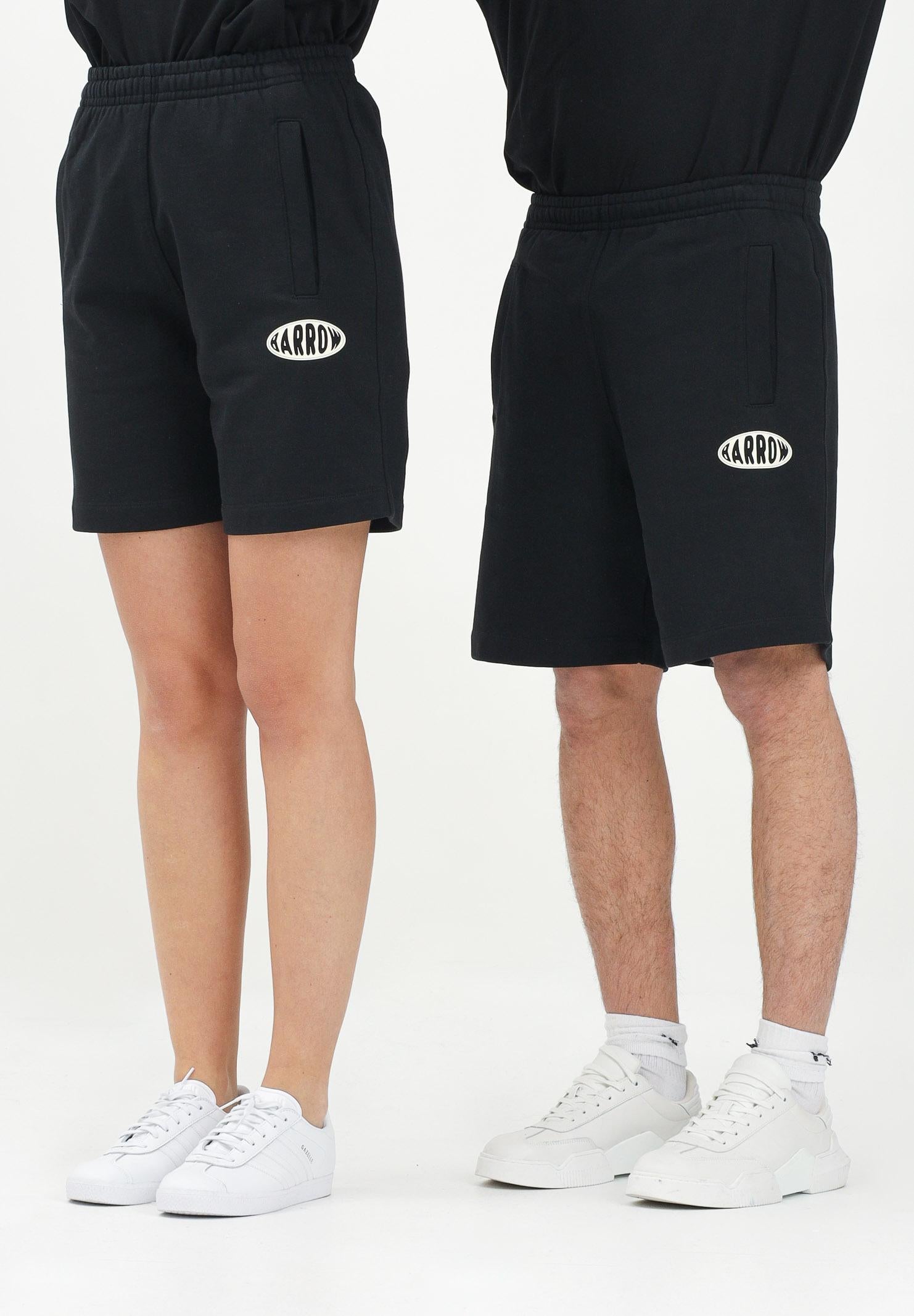 BARROW Shorts sportivo nero per uomo e donna con stampa logo S5BWUABE064 110 BARROW