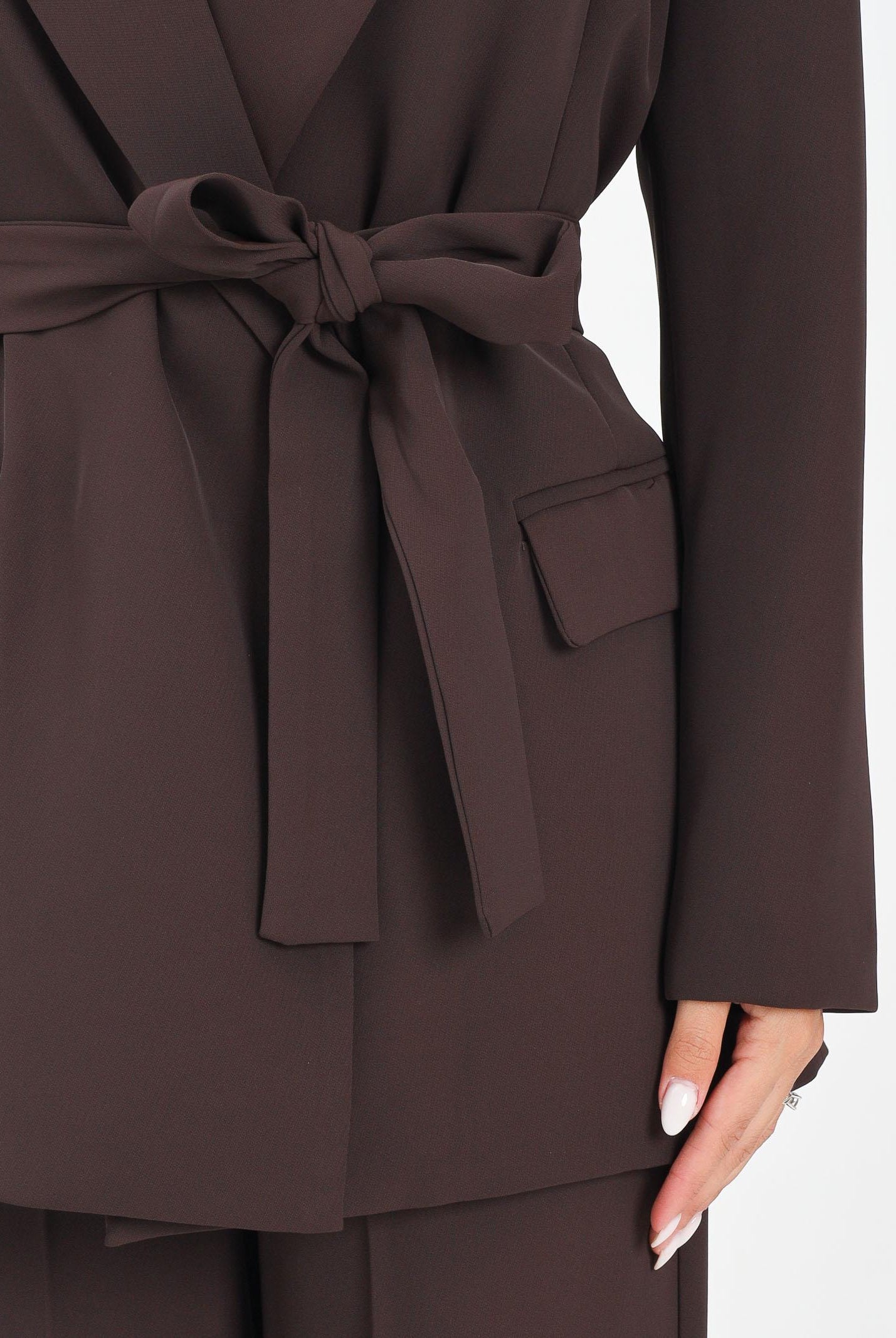 VICOLO Giacca marrone da donna con cintura TF0358 FU96 VICOLO