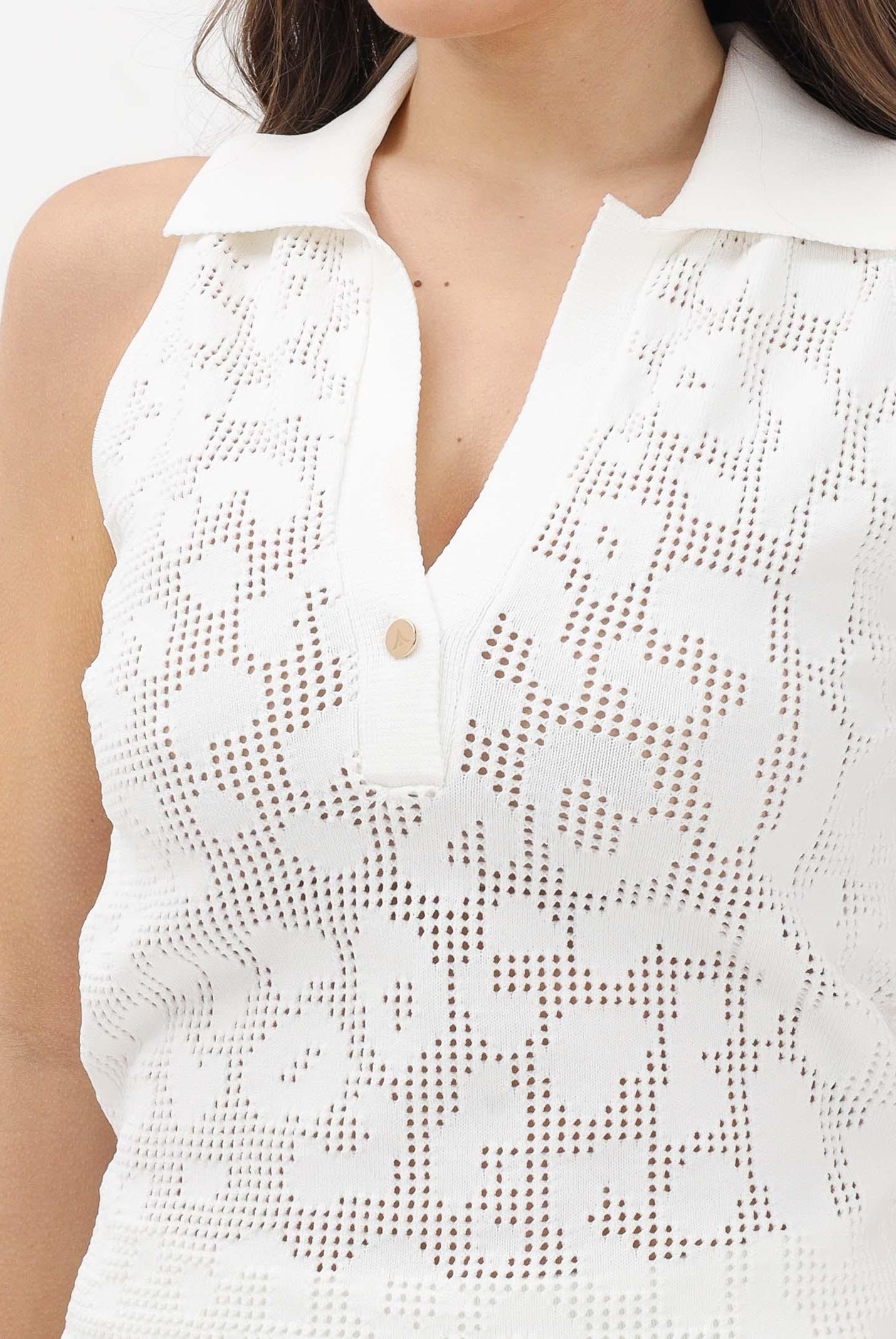 AKEP Top bianco da donna in maglia traforata PLKD13224 V6 AKEP