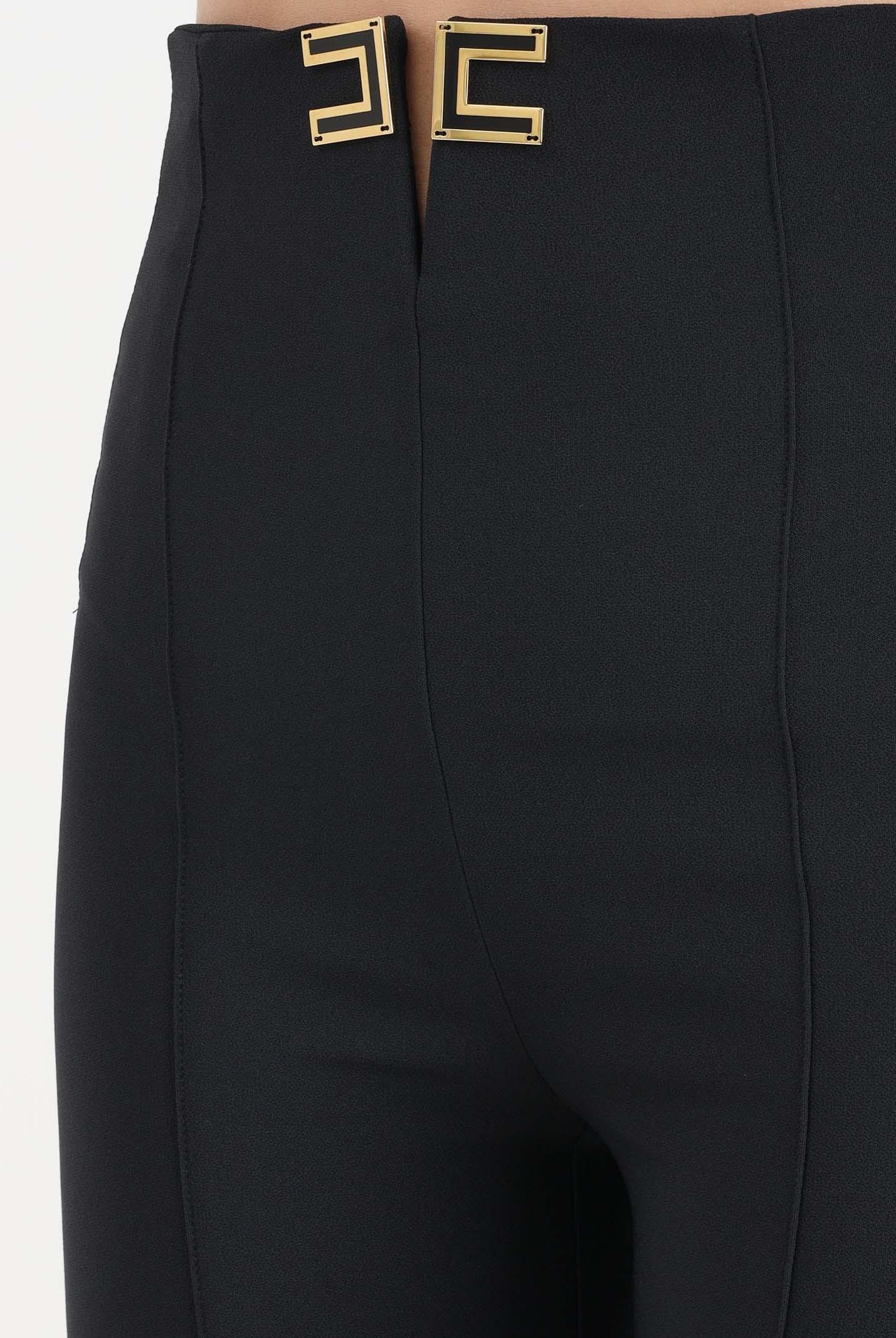 ELISABETTA FRANCHI Pantalone elegante nero da donna con dettagli logo PA16361E2 110 ELISABETTA FRANCHI