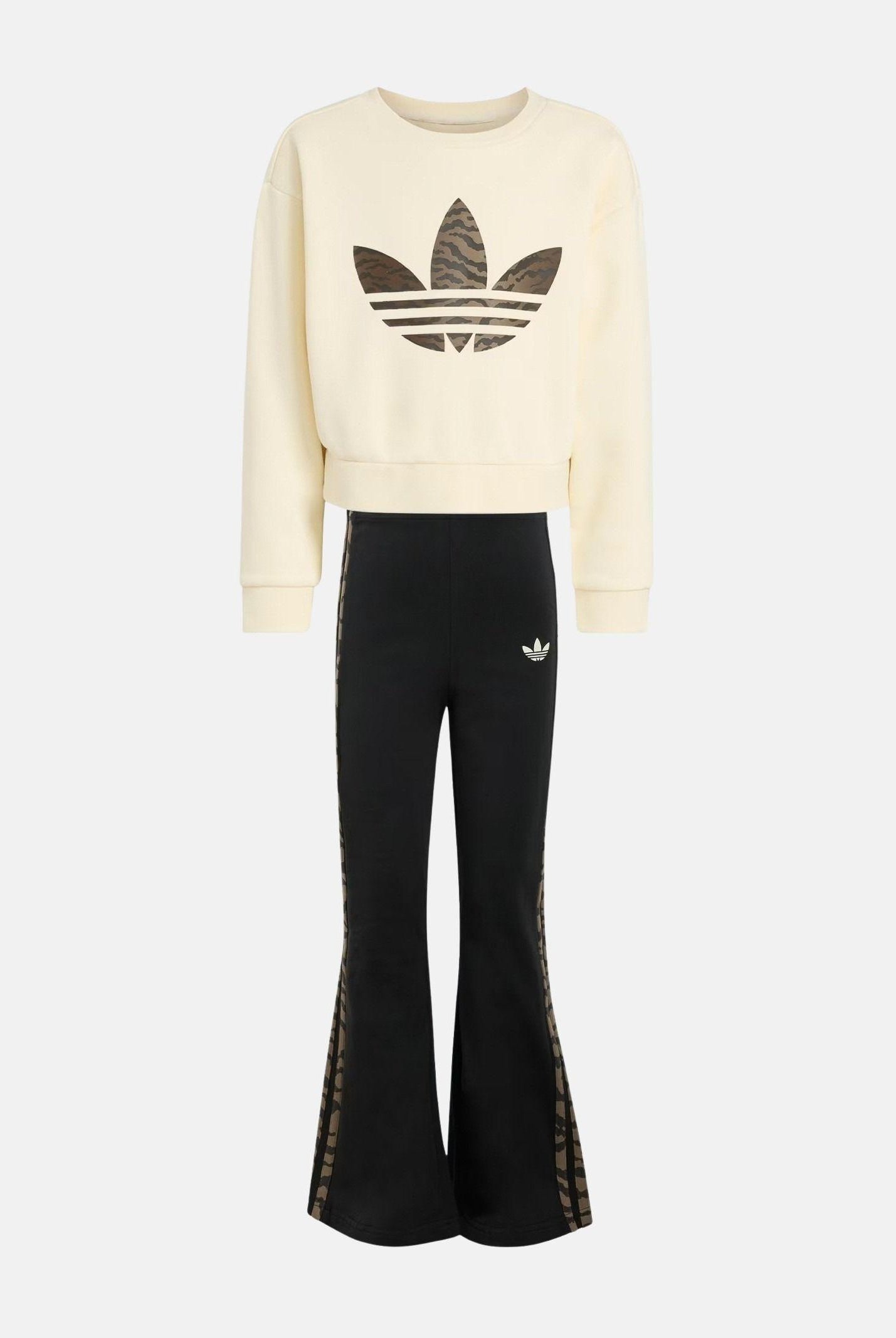 ADIDAS ORIGINALS Tuta BOXY CREW beige e nera da bambina KD5814 . ADIDAS ORIGINALS