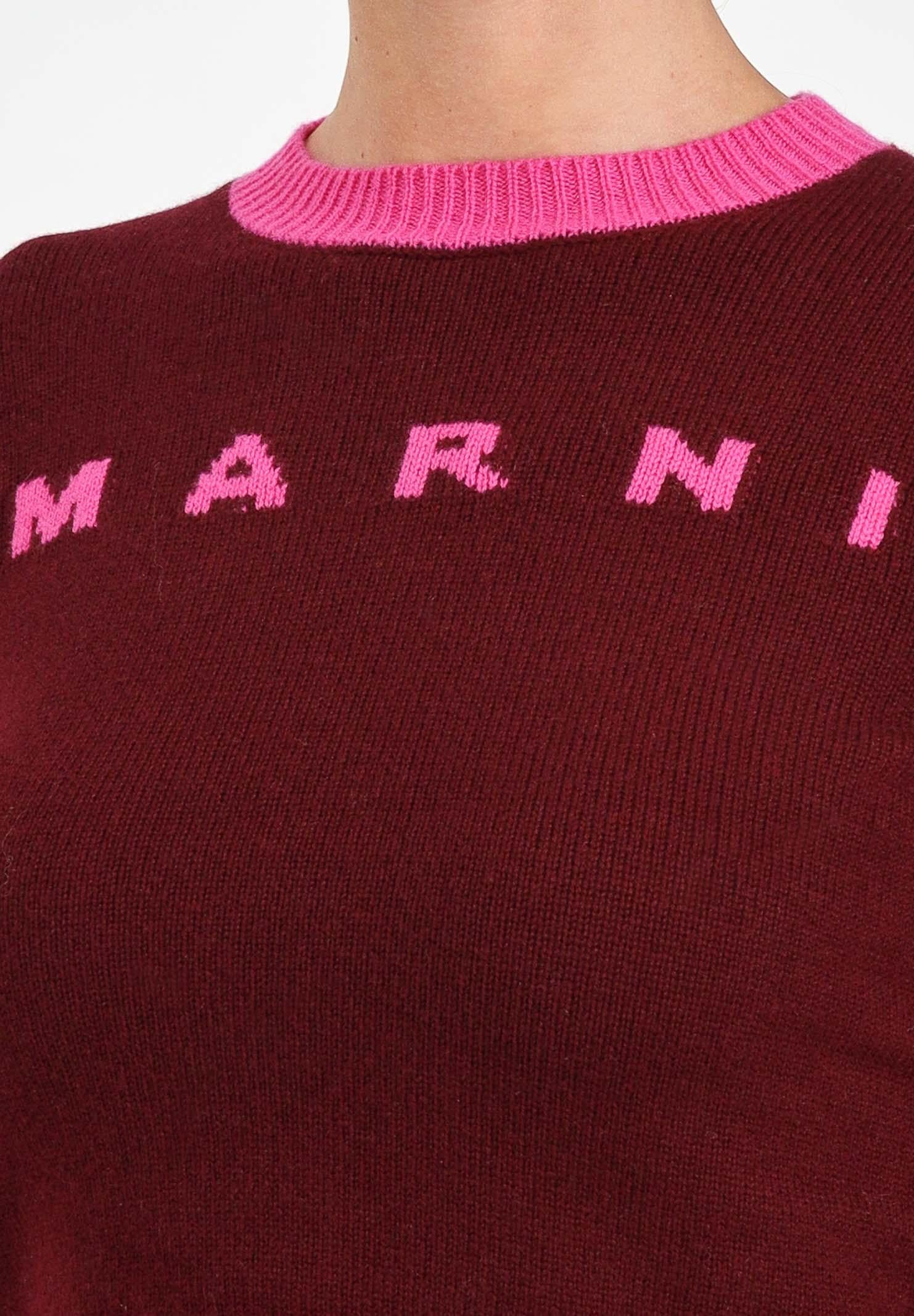 MARNI Maglioncino girocollo bordeaux per donna e bambina con logo M00993M00ML 0M434 MARNI