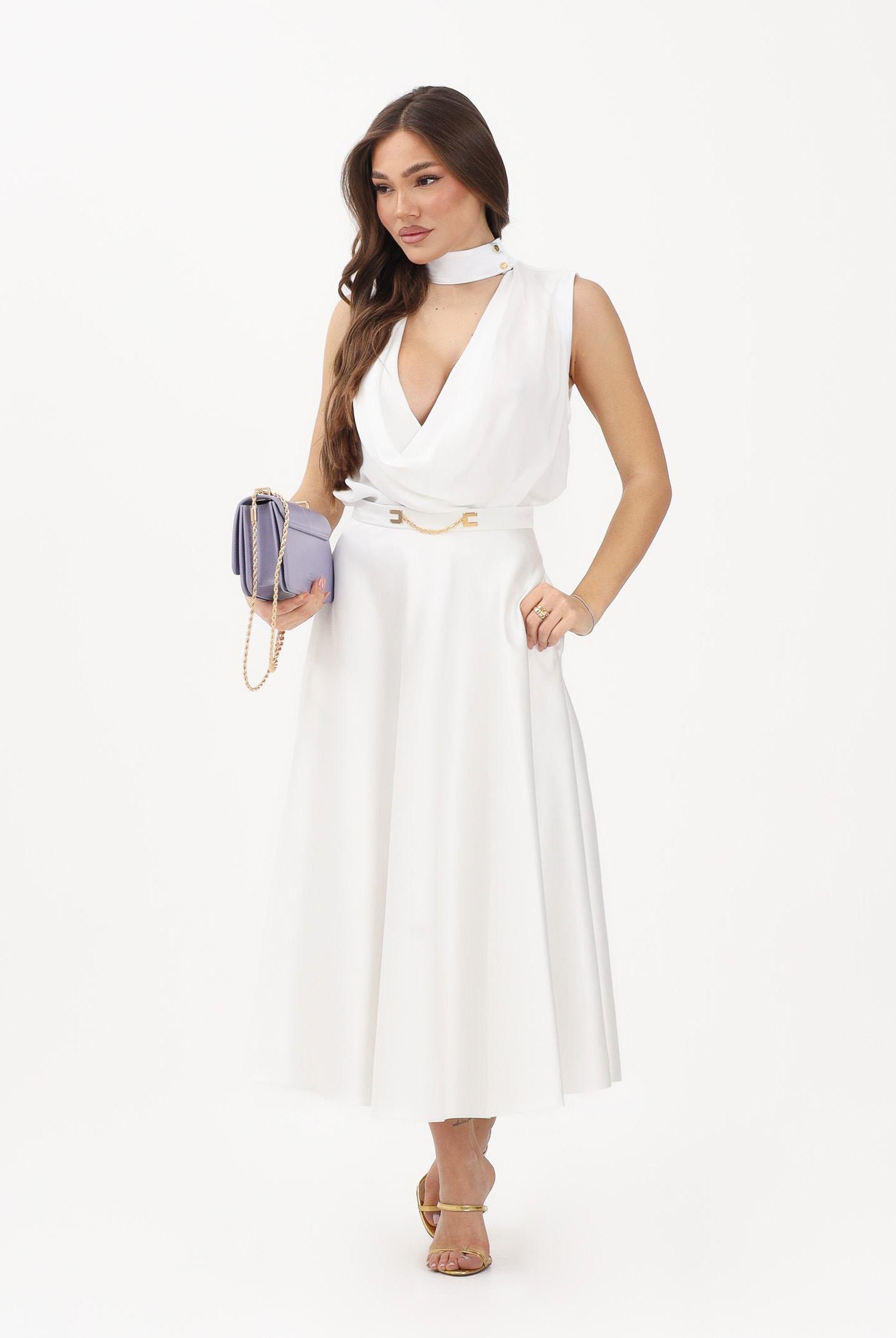 ELISABETTA FRANCHI Gonna midi avorio da donna GO15661E2 360 ELISABETTA FRANCHI