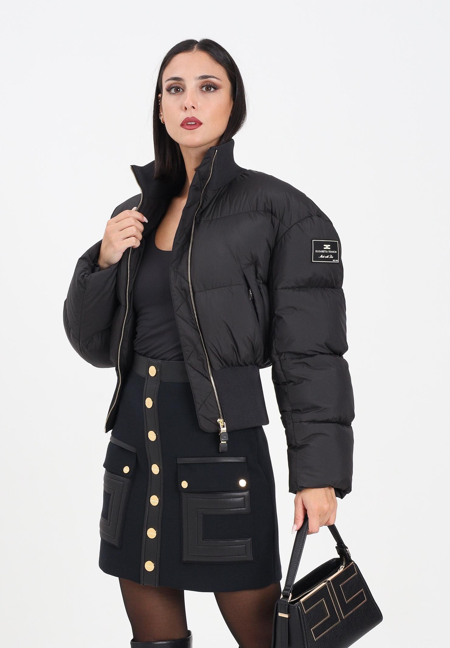 ELISABETTA FRANCHI Bomber nero da donna con patch logo PI85D56E2 110 ELISABETTA FRANCHI