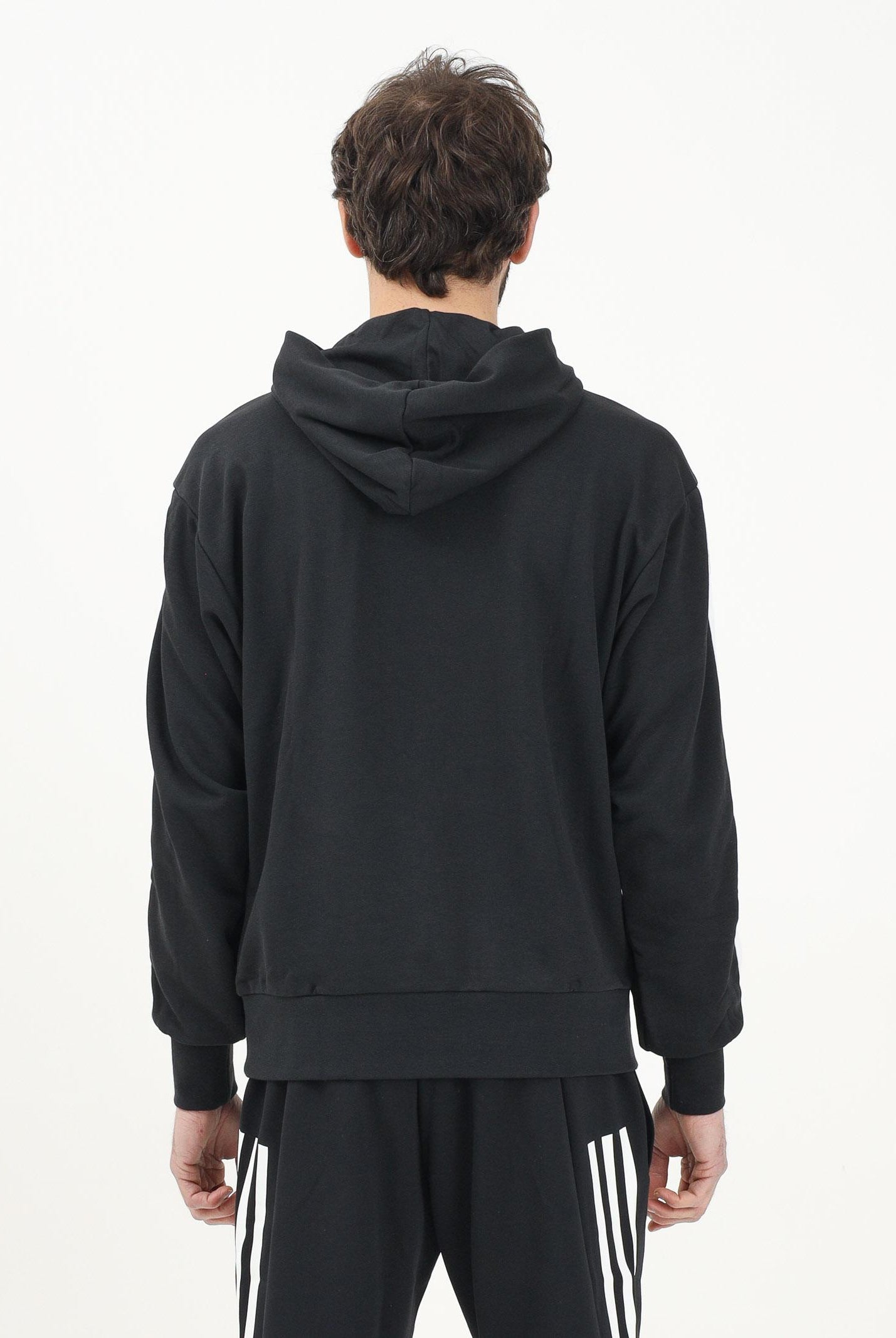 ADIDAS PERFORMANCE Felpa con cappuccio Essentials 3 Stripes nera da uomo JD1874 . ADIDAS PERFORMANCE
