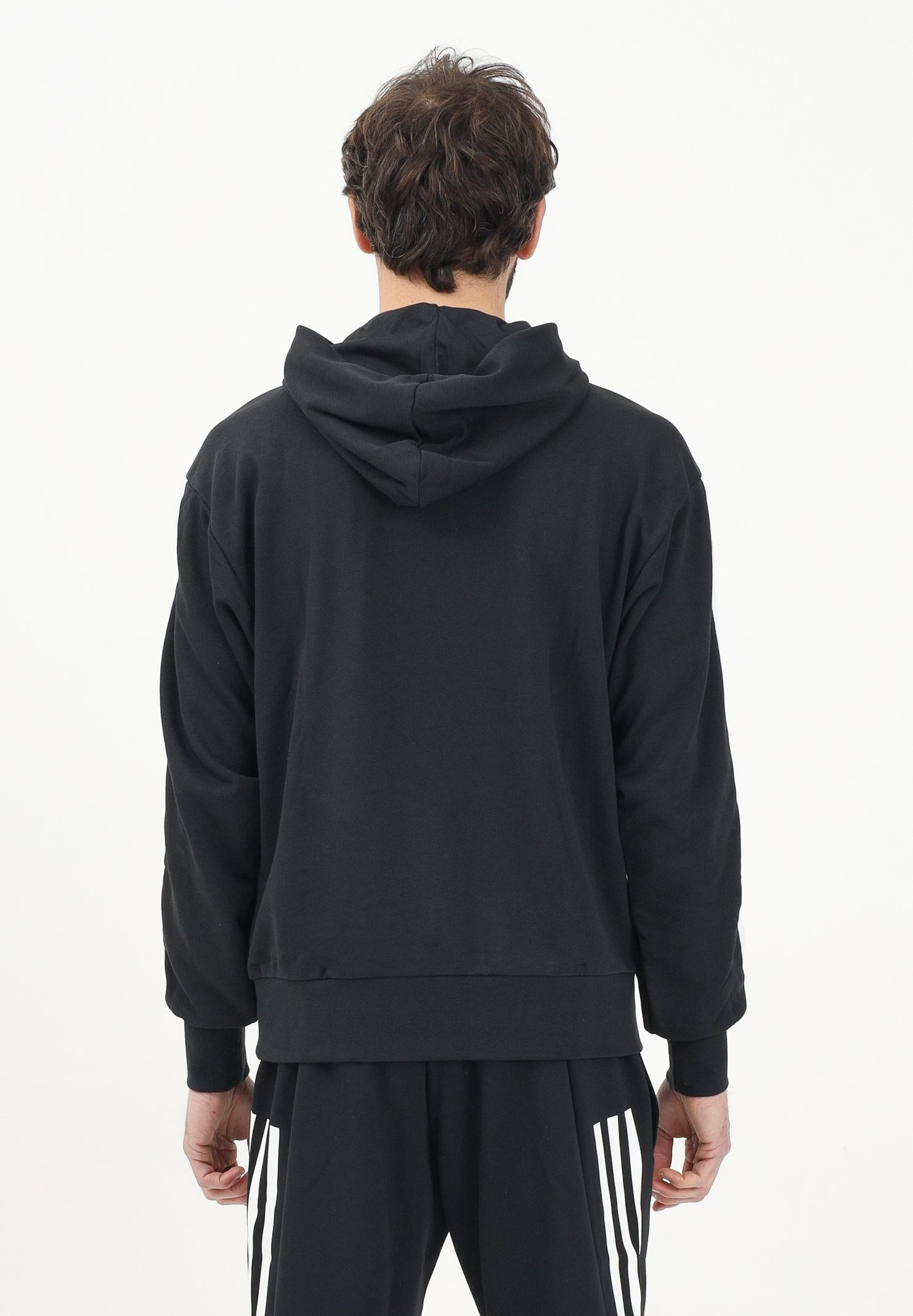 ADIDAS PERFORMANCE Felpa con cappuccio Essentials 3 Stripes nera da uomo JD1874 . ADIDAS PERFORMANCE