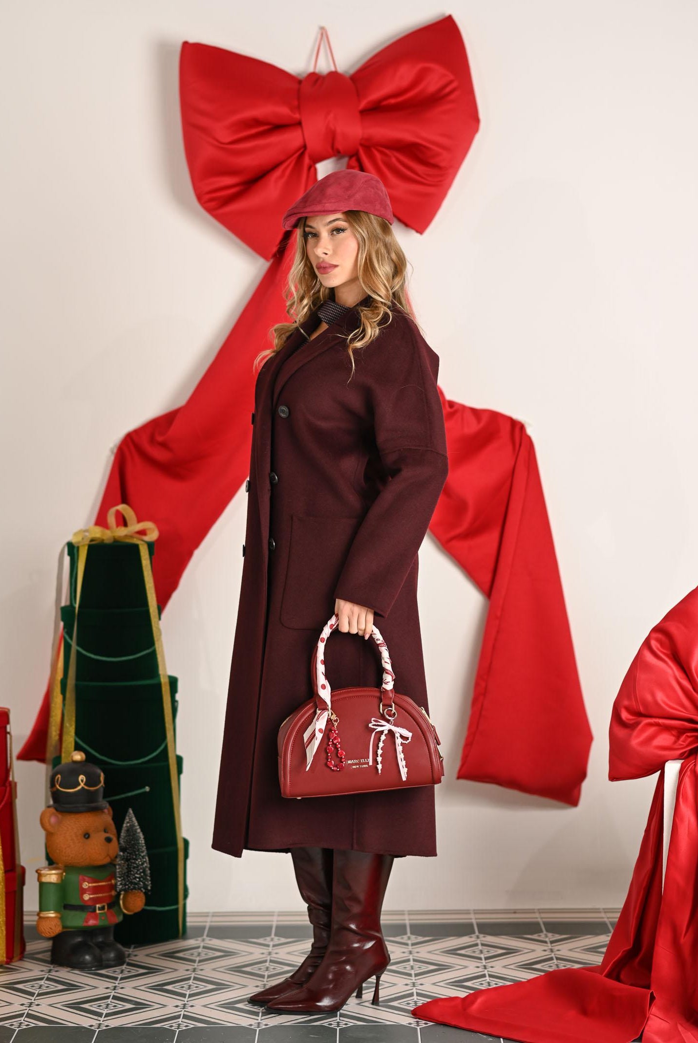 VICOLO Cappotto lungo bordeaux da donna TF0001 FU39 VICOLO