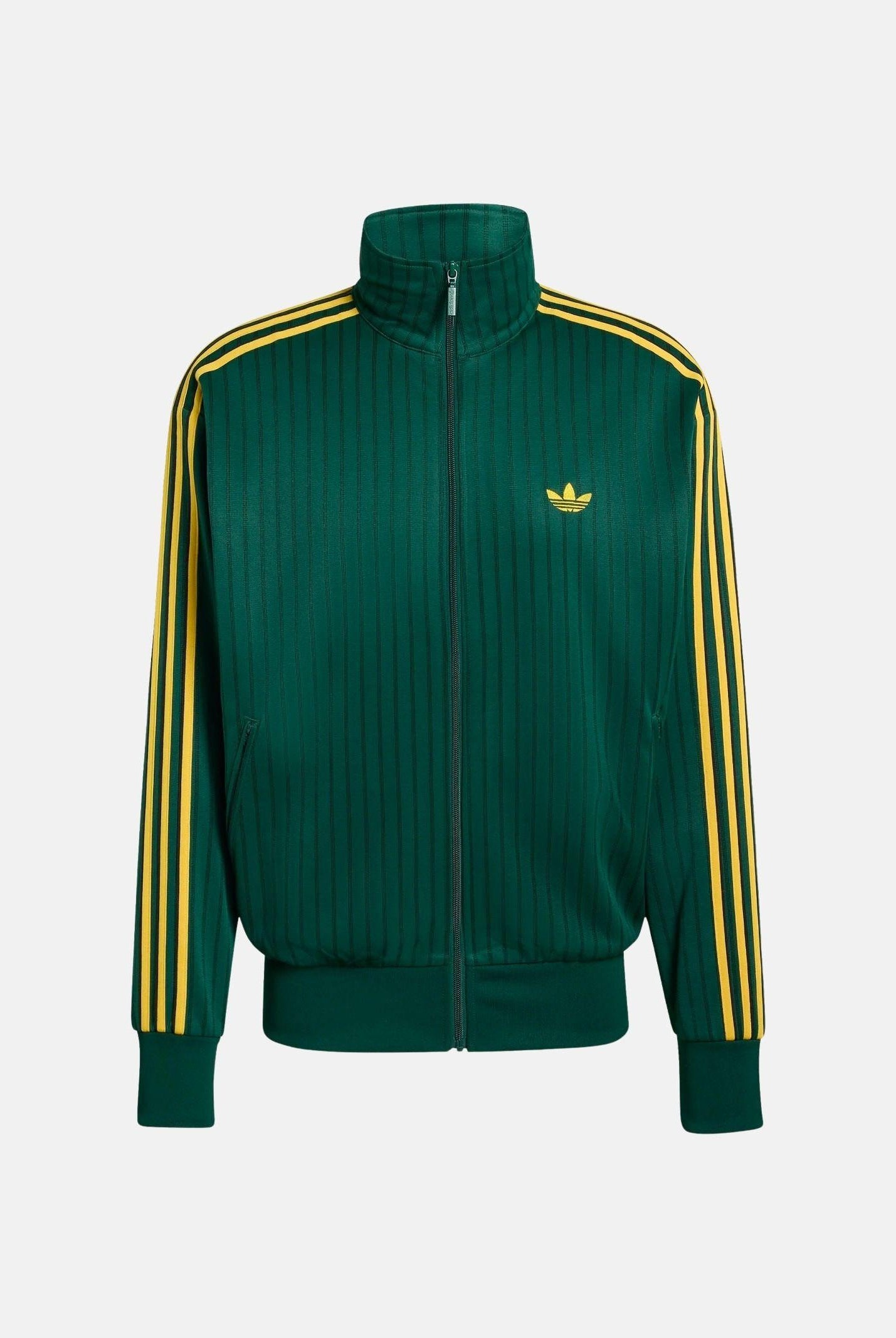 ADIDAS ORIGINALS Felpa con zip FIREBIRD LOOSE PINSTRIPES verde e gialla da uomo KD6287 . ADIDAS ORIGINALS