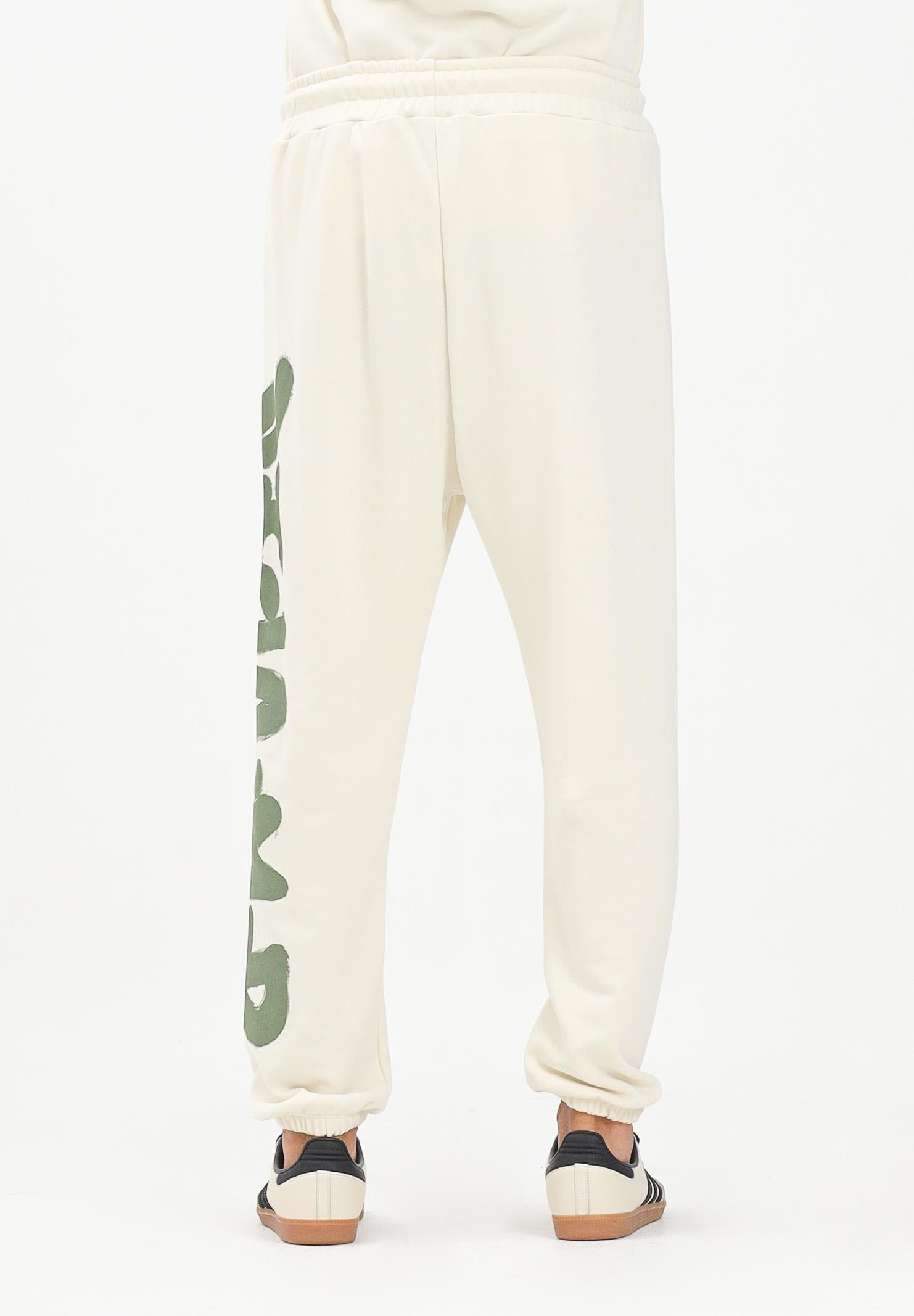 DISCLAIMER Pantalone sportivo panna da uomo con stampa logo verde 25IDS55101 LAVE DISCLAIMER